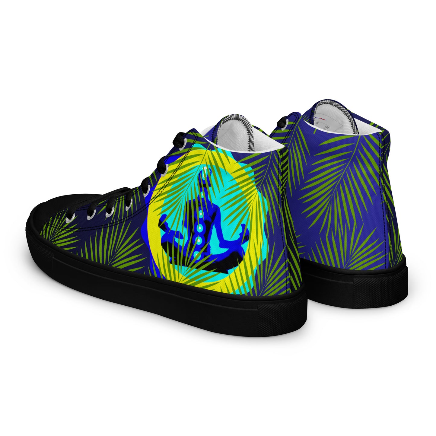 Tropical Palm Leaves, CALMNESS DESIGNS,  Creative Designer's,  Men’s high top canvas shoes