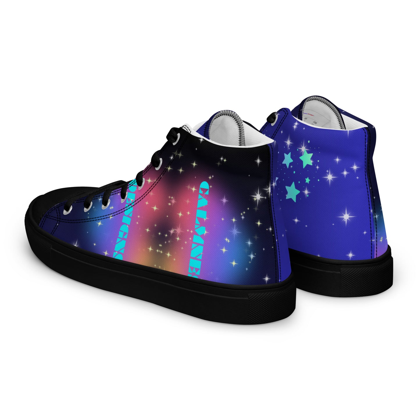 White Stars, Heart with Stars,  CALMNESS DESIGNS,  Creative Designer's,  Men’s high top canvas shoes