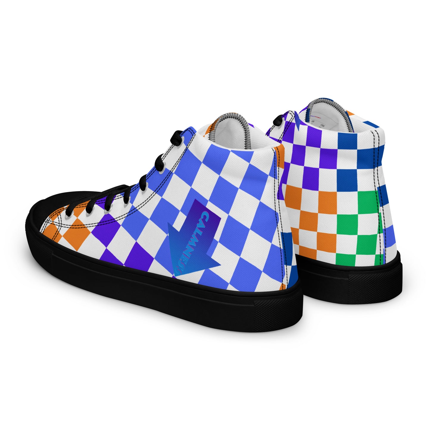 Checkerboard Styled, Calmnessdesign.COM,  Men’s high top canvas shoes