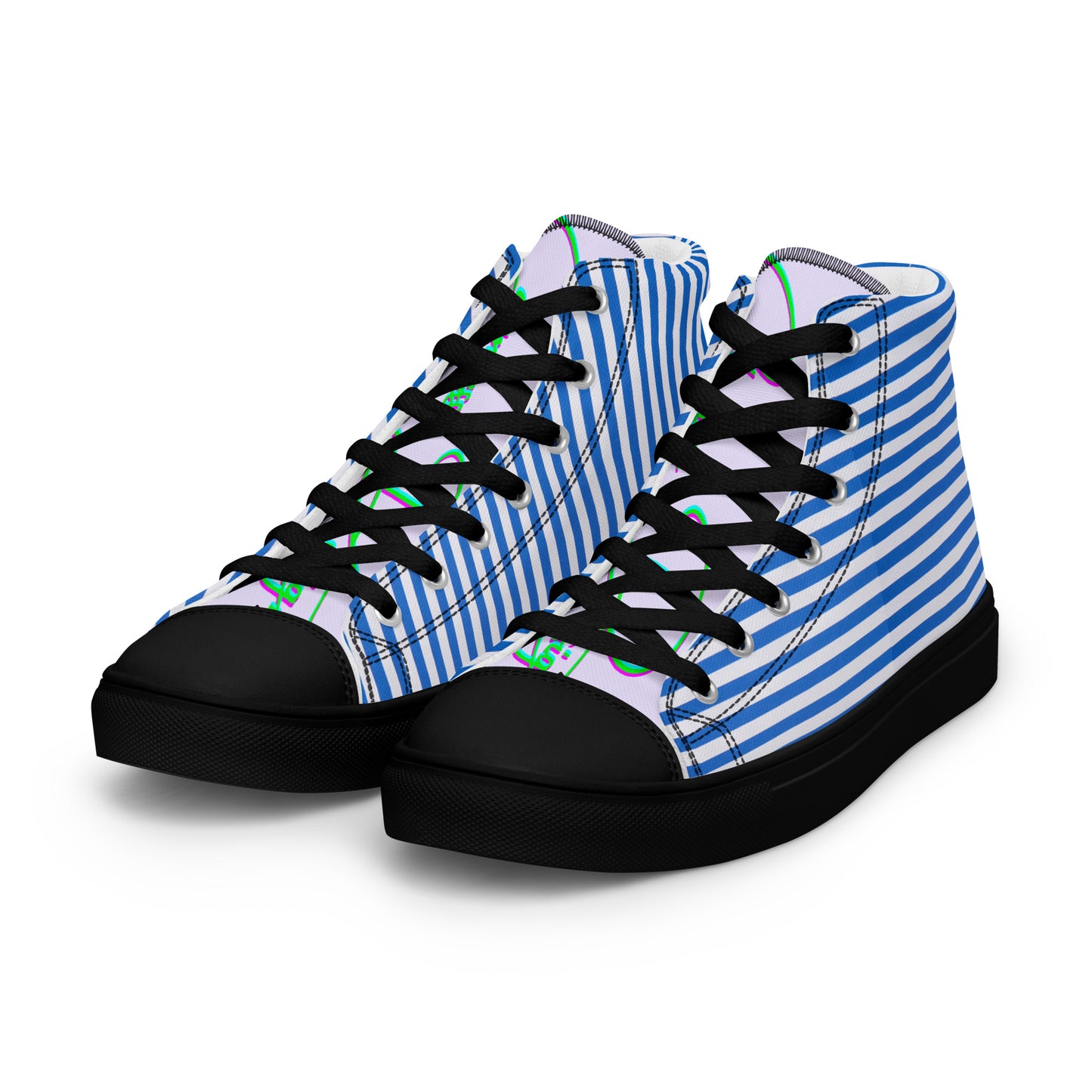 Stripes, Calmness Designs,   Men’s high top canvas shoes