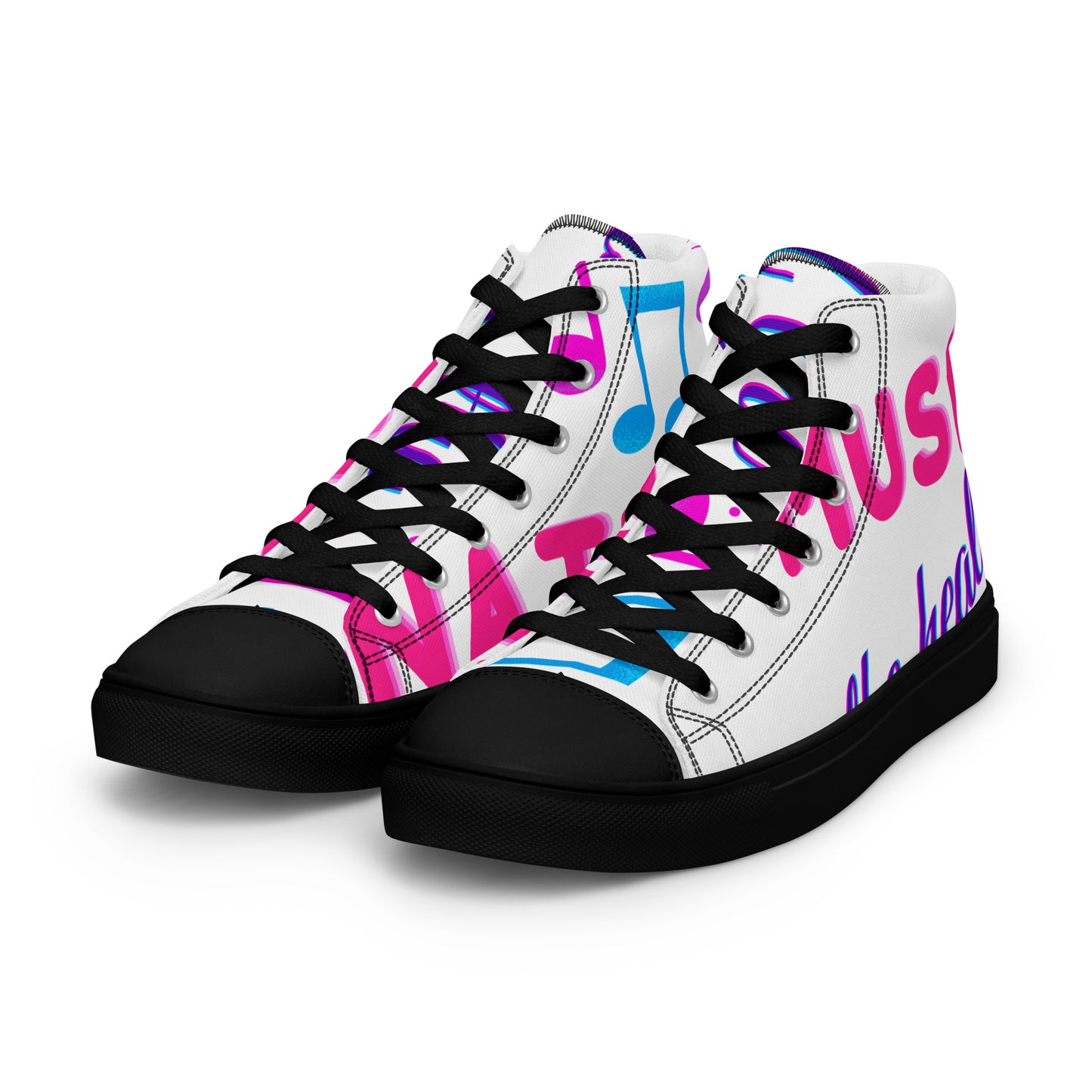 MUSIC Is the Healing of THE NATION,  Calmness Designs, Creative Designs,  Men’s high top canvas shoes