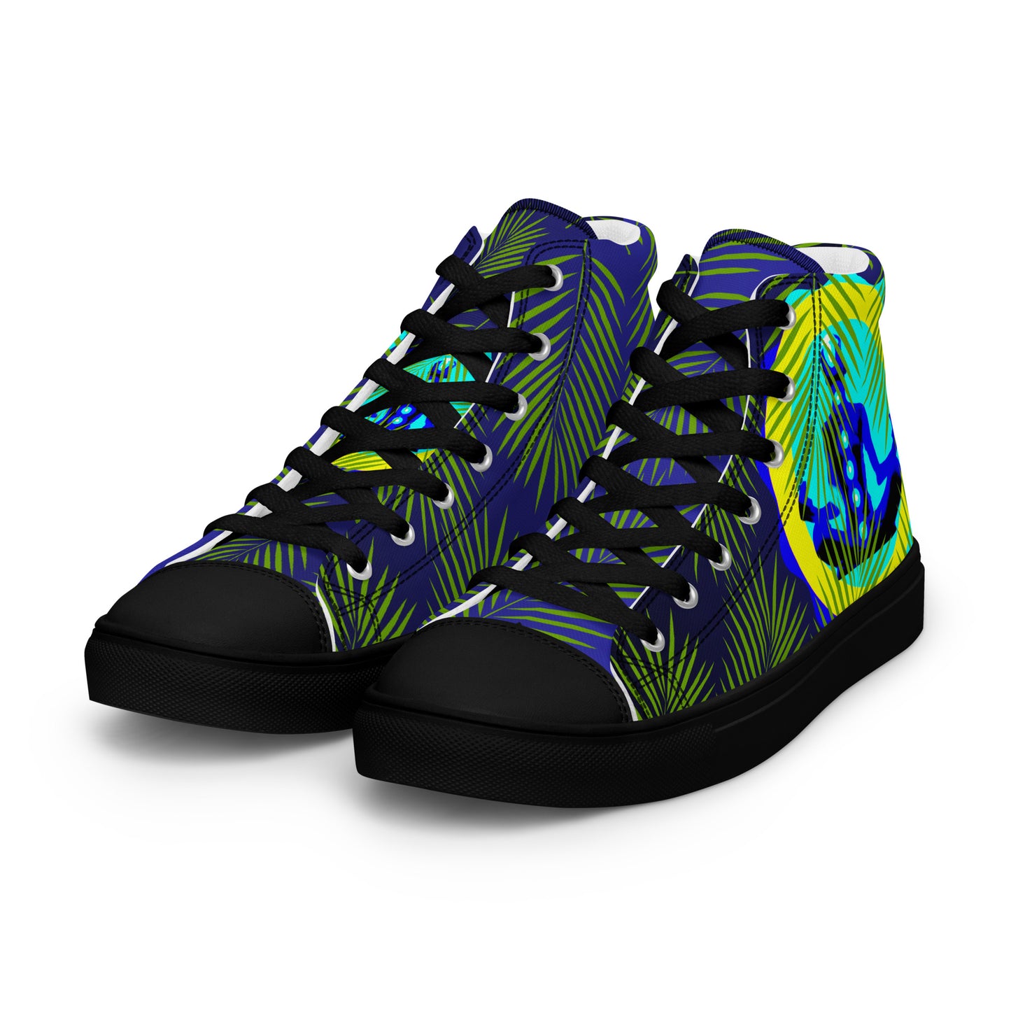 Tropical Palm Leaves, CALMNESS DESIGNS,  Creative Designer's,  Men’s high top canvas shoes