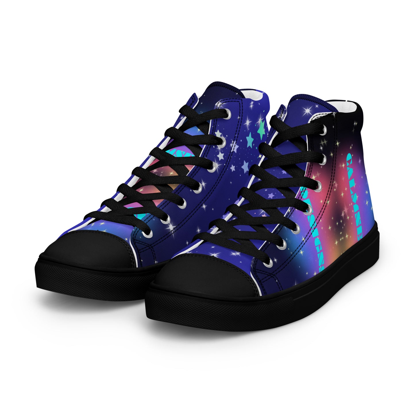 White Stars, Heart with Stars,  CALMNESS DESIGNS,  Creative Designer's,  Men’s high top canvas shoes