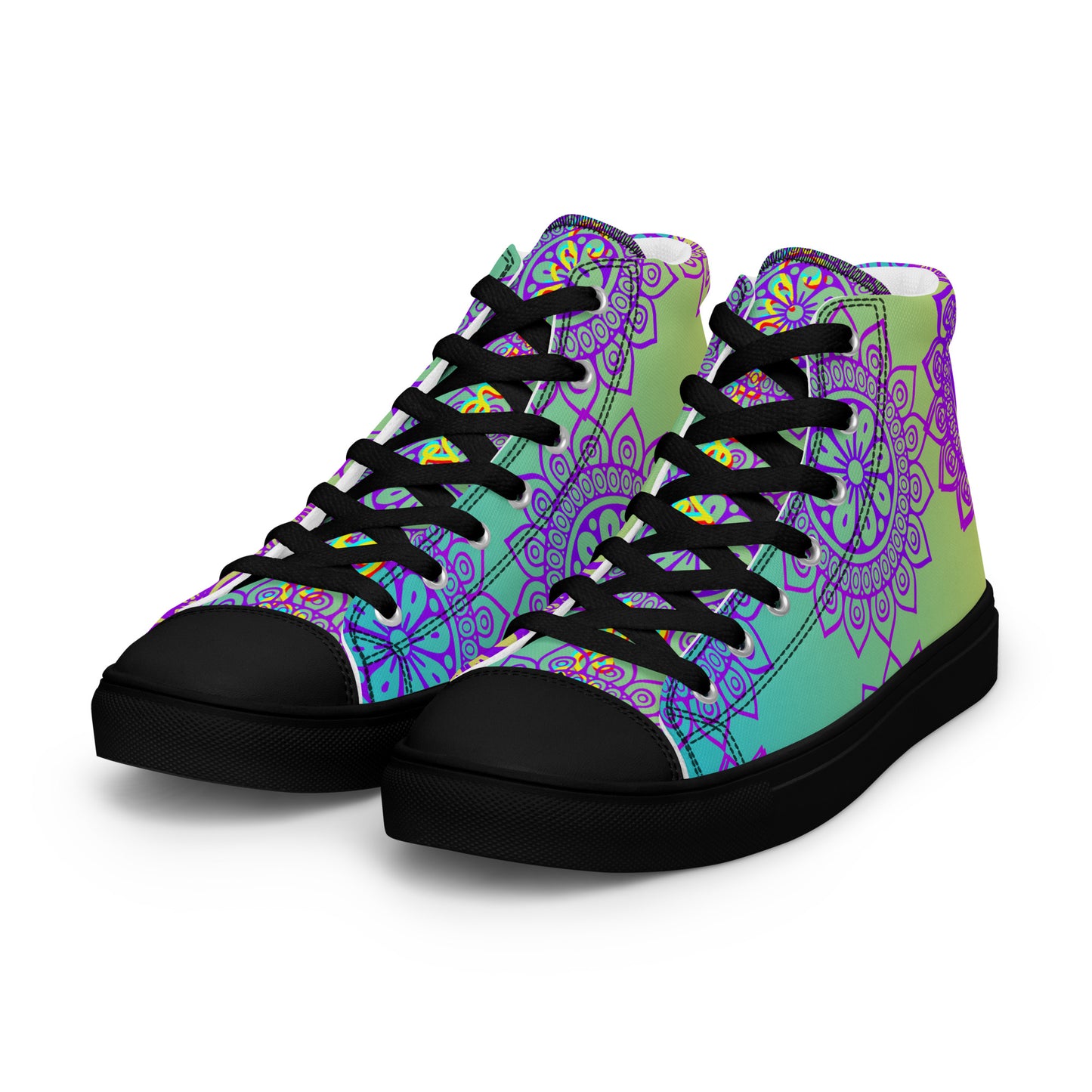 Luxury Mandala Designs, CALMNESS DESIGNS,  Creative Designer's,  Men’s high top canvas shoes