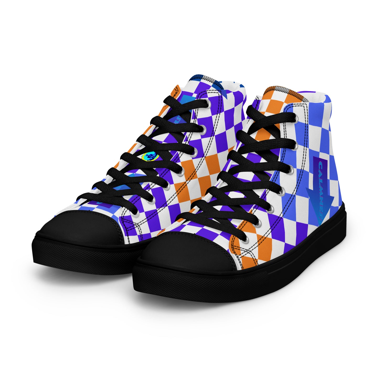 Checkerboard Styled, Calmnessdesign.COM,  Men’s high top canvas shoes