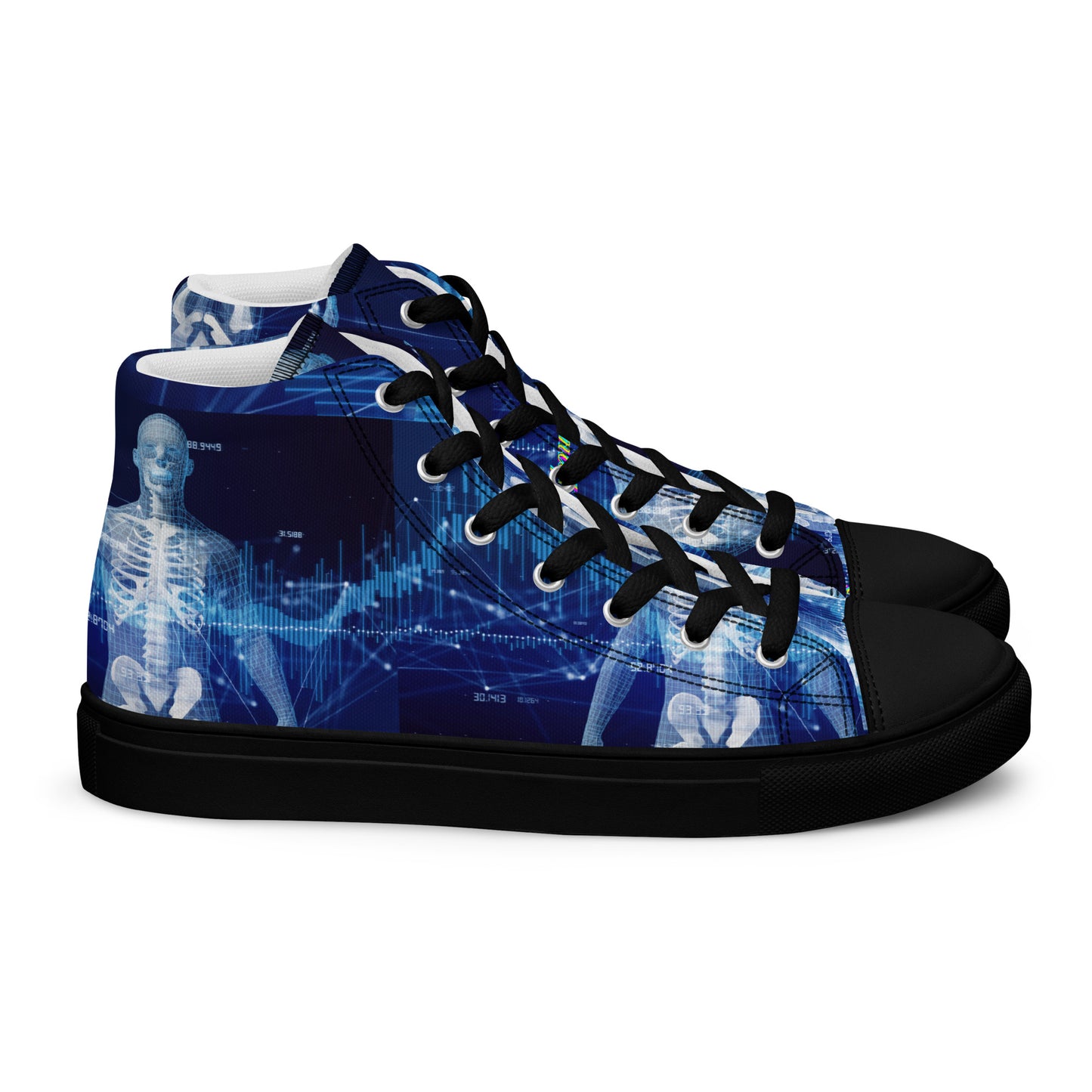 Calmness Designs, Communication Network Concept,    Men’s high top canvas shoes