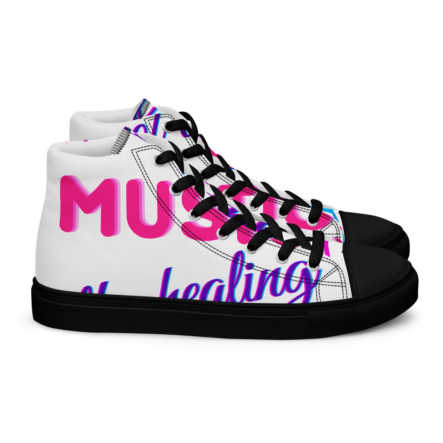 MUSIC Is the Healing of THE NATION,  Calmness Designs, Creative Designs,  Men’s high top canvas shoes