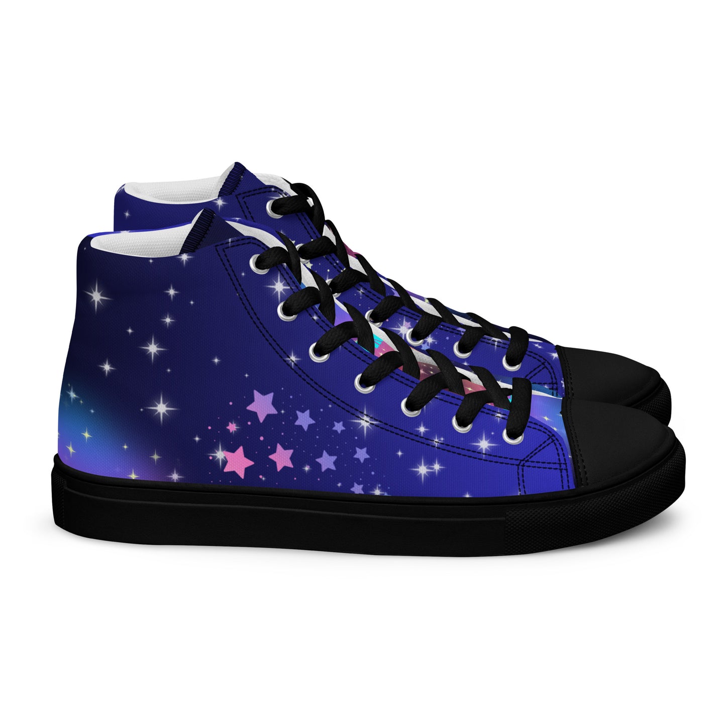 White Stars, Heart with Stars,  CALMNESS DESIGNS,  Creative Designer's,  Men’s high top canvas shoes