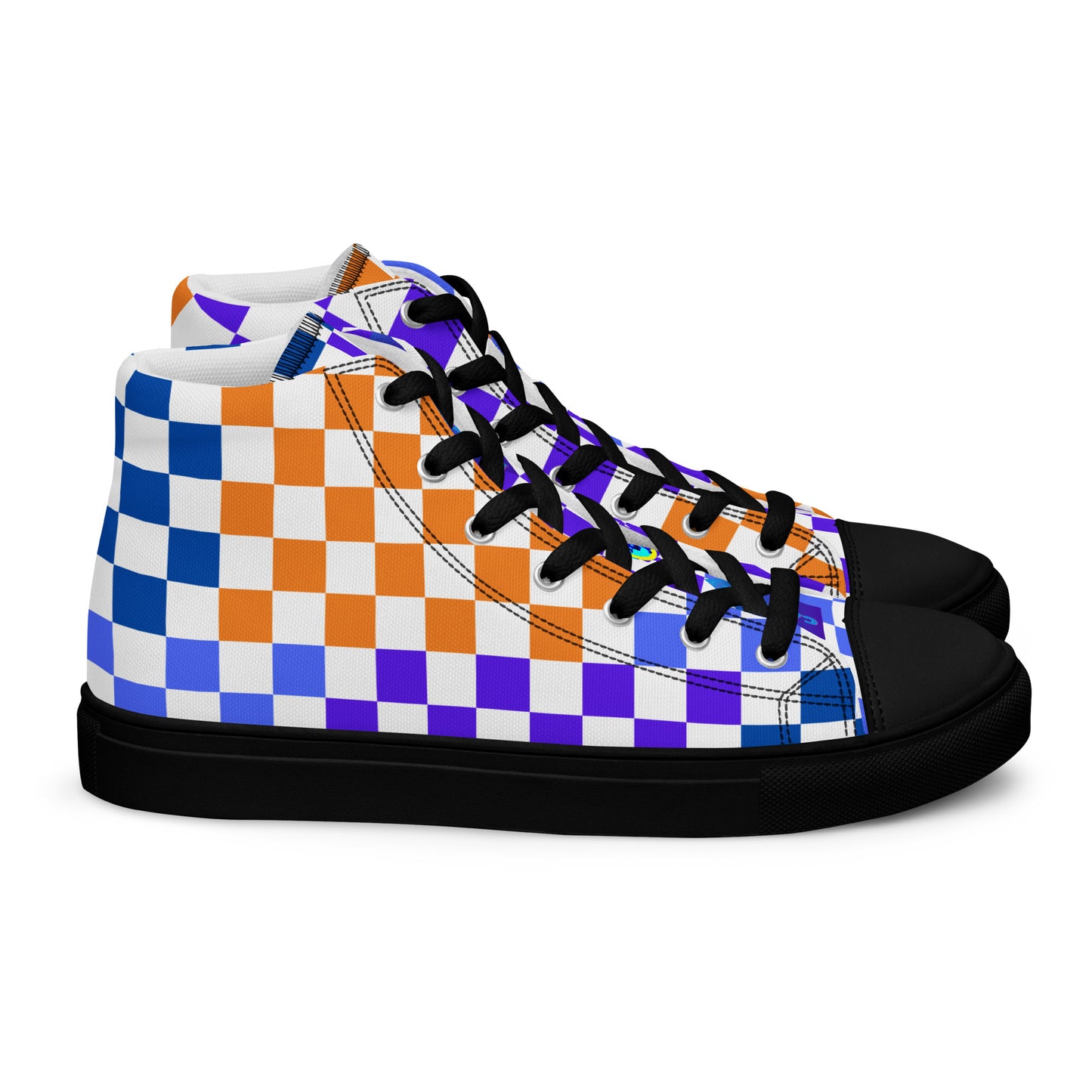 Checkerboard Styled, Calmnessdesign.COM,  Men’s high top canvas shoes