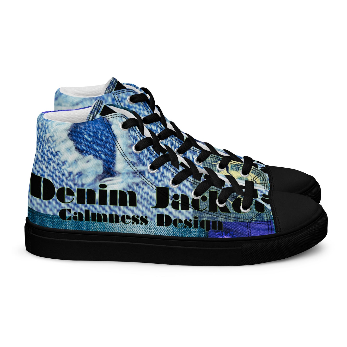 Tear on Denim, Old Jeans, By Calmnessdesign.COM,  Men’s high top canvas shoes