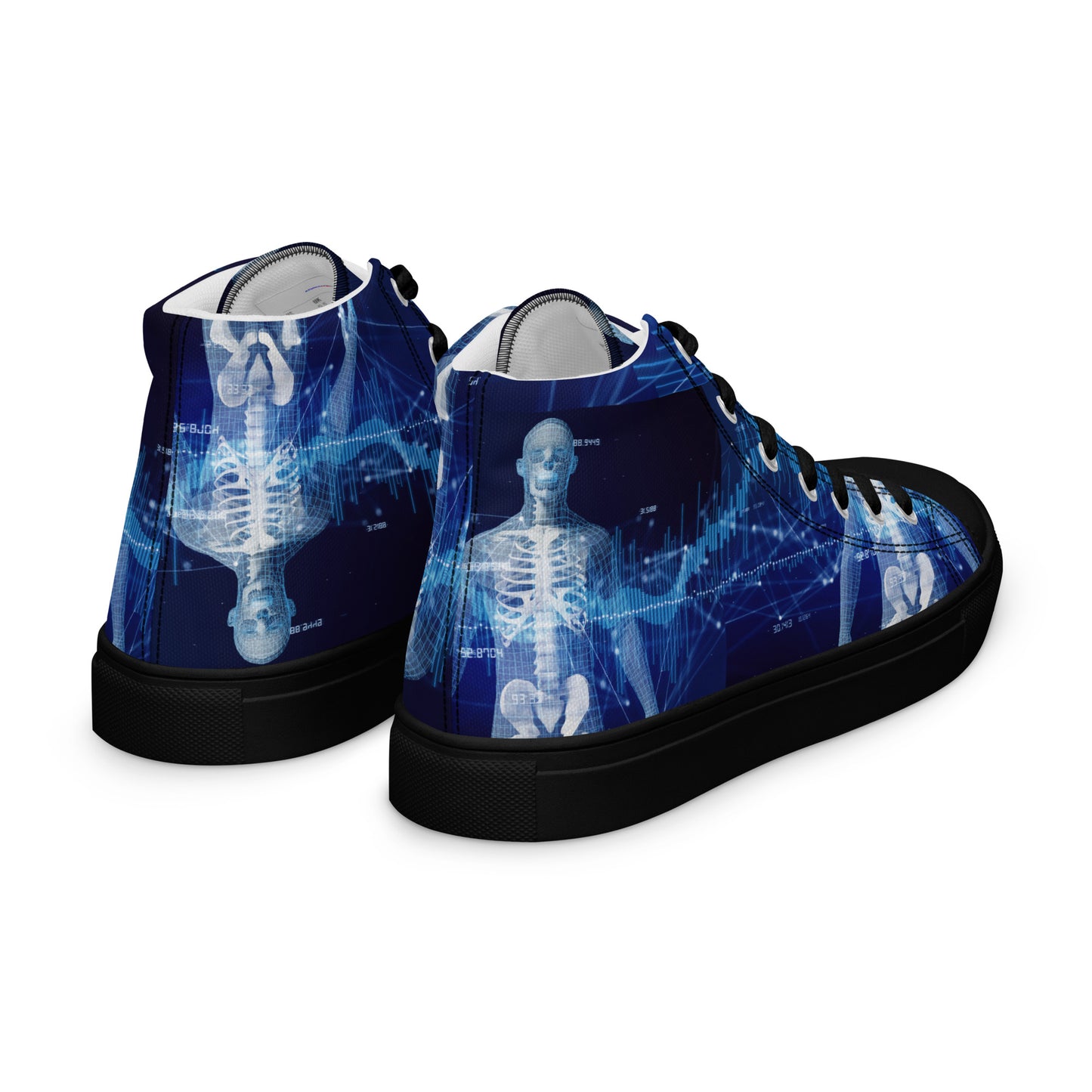 Calmness Designs, Communication Network Concept,    Men’s high top canvas shoes