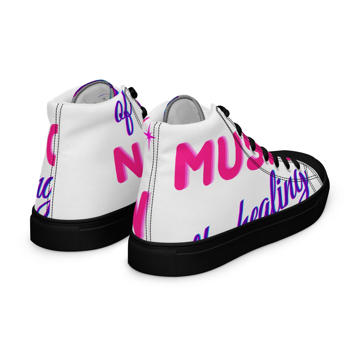 MUSIC Is the Healing of THE NATION,  Calmness Designs, Creative Designs,  Men’s high top canvas shoes