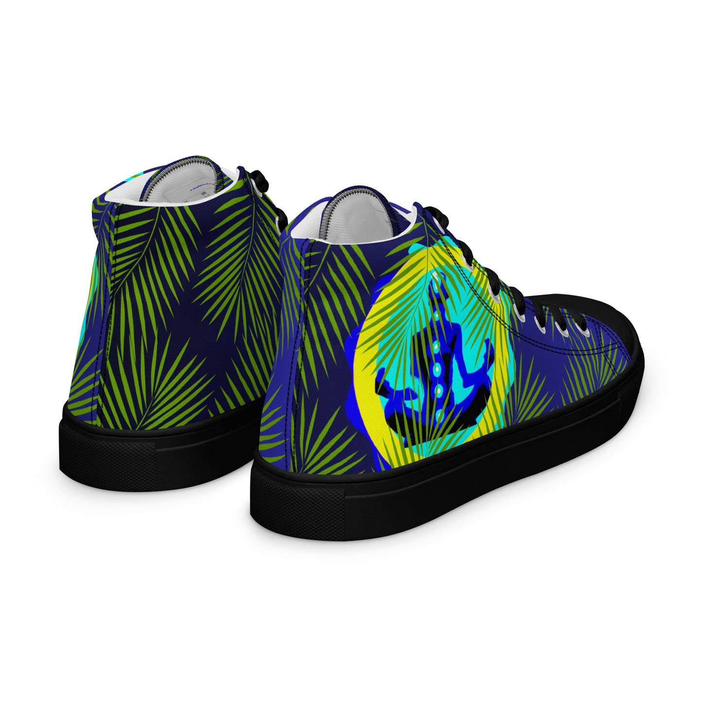 Tropical Palm Leaves, CALMNESS DESIGNS,  Creative Designer's,  Men’s high top canvas shoes