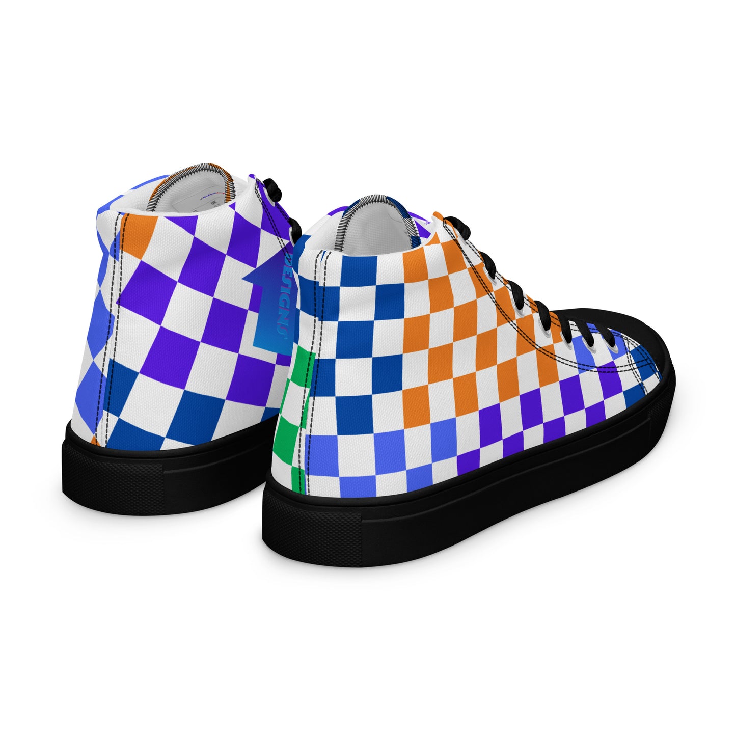 Checkerboard Styled, Calmnessdesign.COM,  Men’s high top canvas shoes