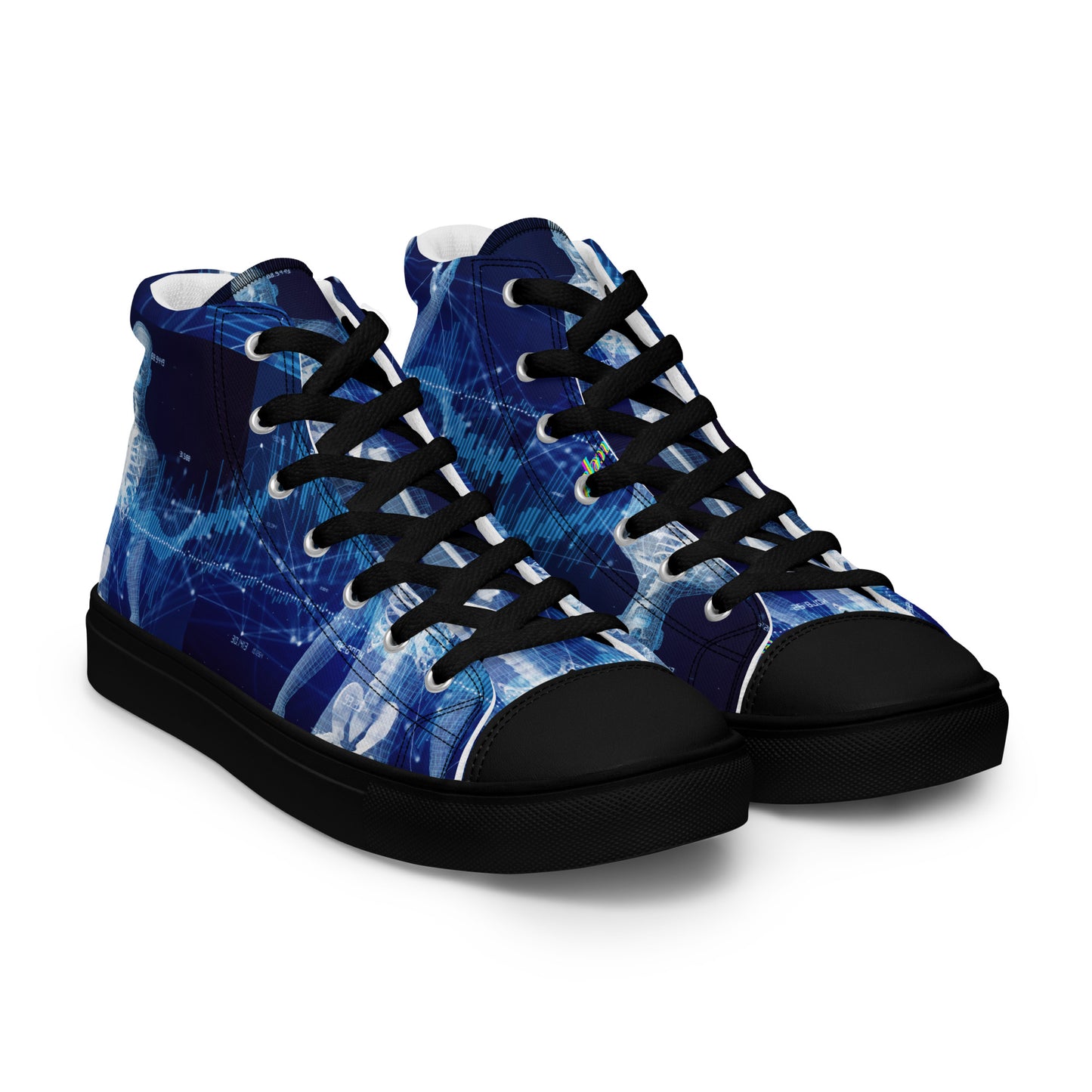 Calmness Designs, Communication Network Concept,    Men’s high top canvas shoes