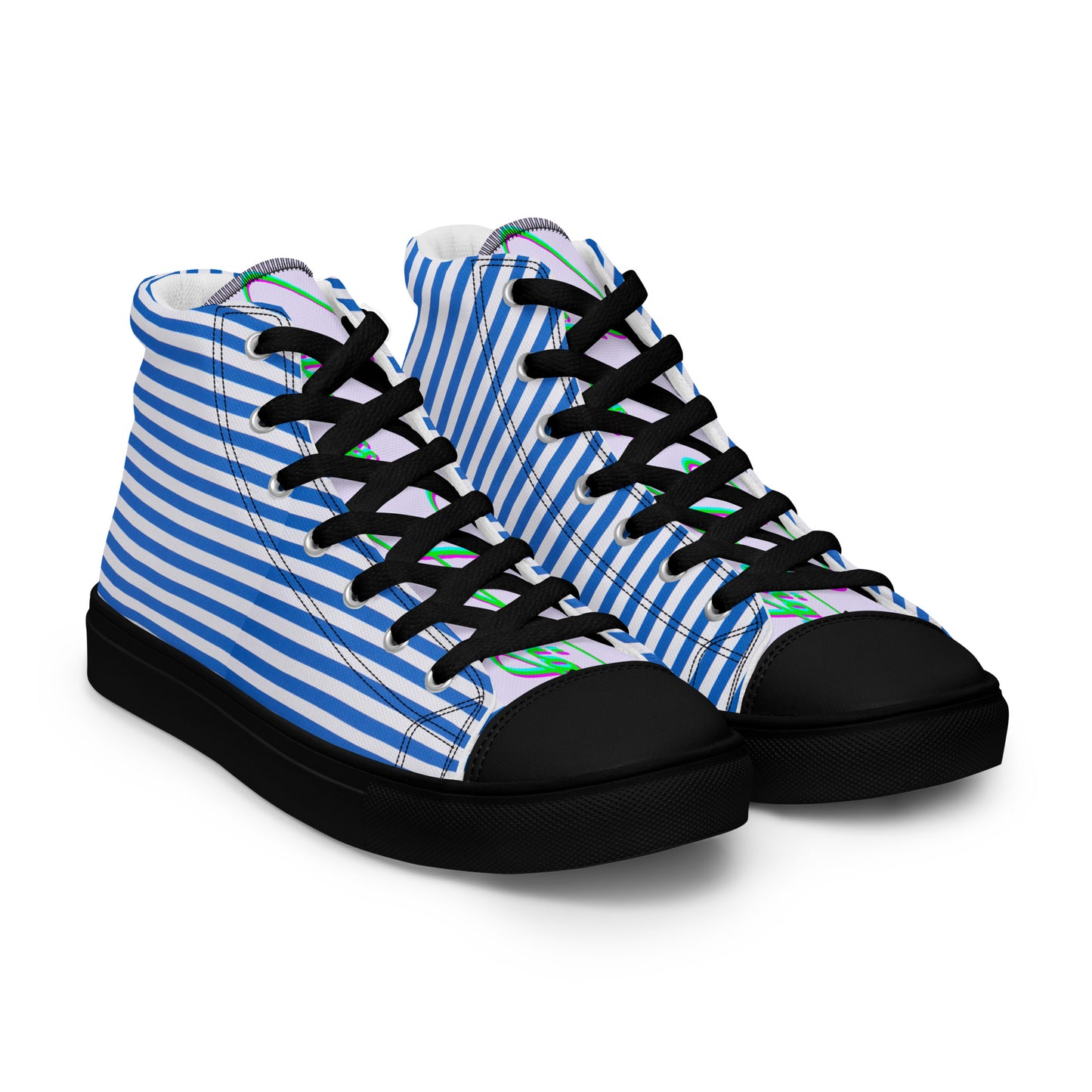 Stripes, Calmness Designs,   Men’s high top canvas shoes