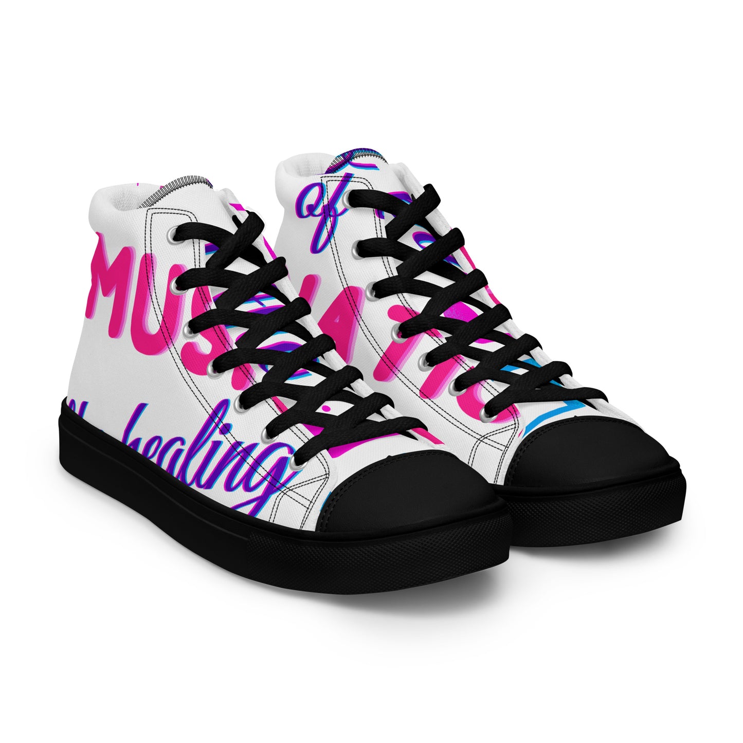 MUSIC Is the Healing of THE NATION,  Calmness Designs, Creative Designs,  Men’s high top canvas shoes