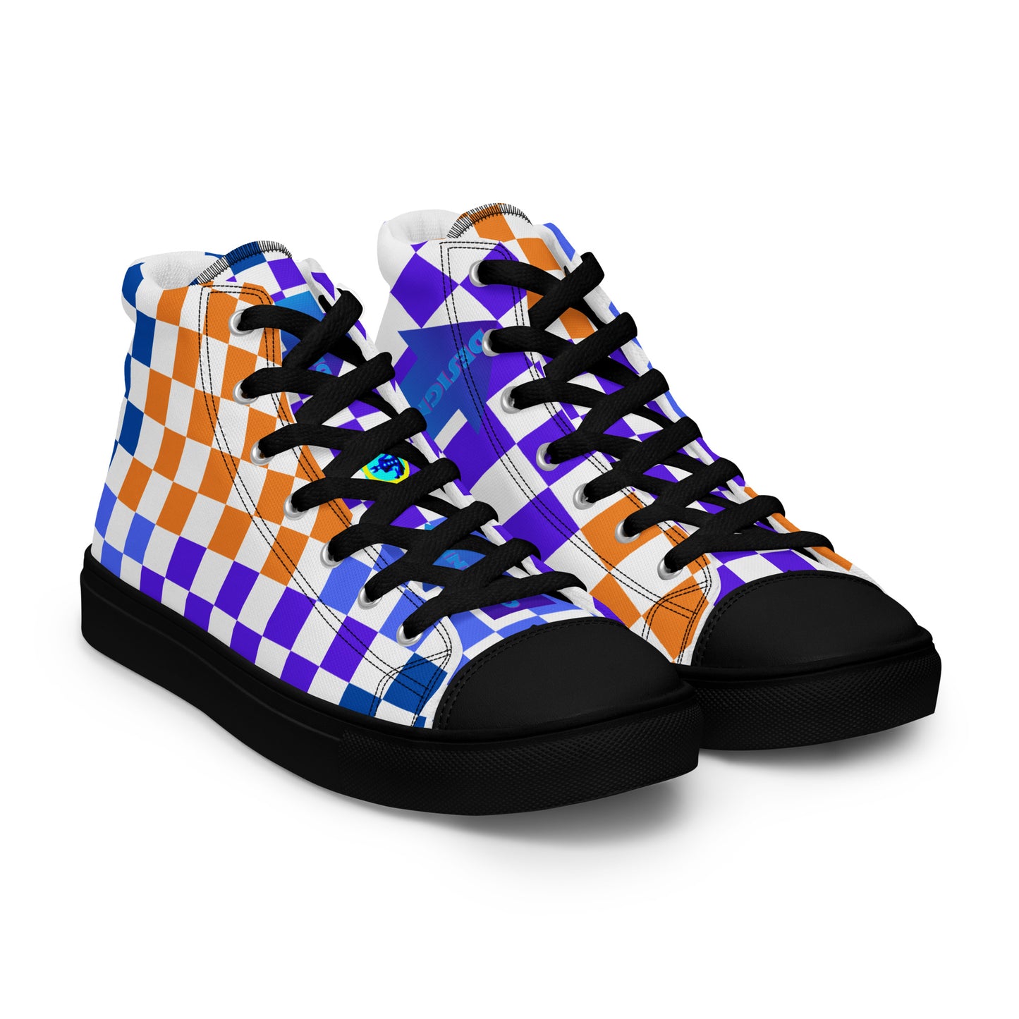 Checkerboard Styled, Calmnessdesign.COM,  Men’s high top canvas shoes