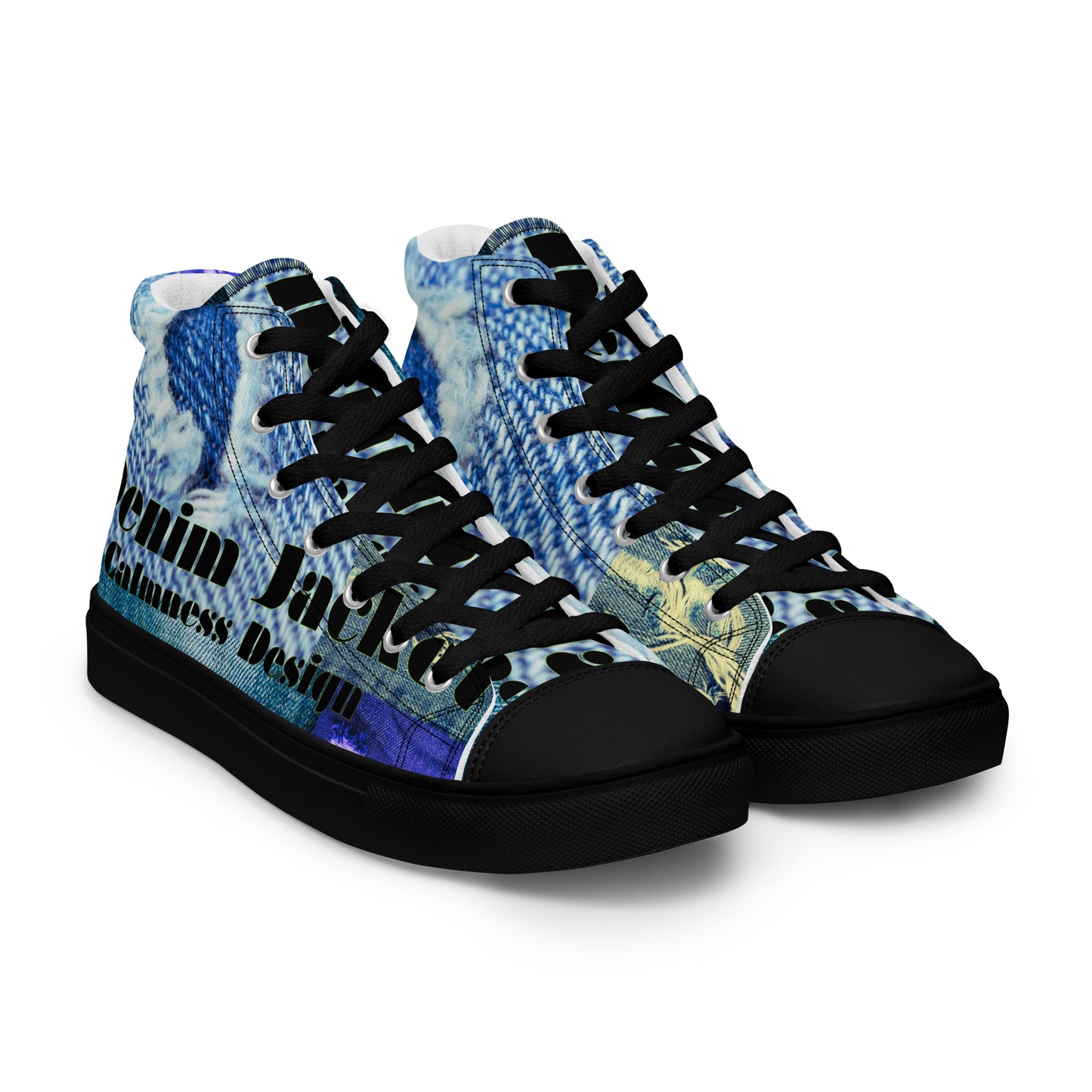 Tear on Denim, Old Jeans, By Calmnessdesign.COM,  Men’s high top canvas shoes