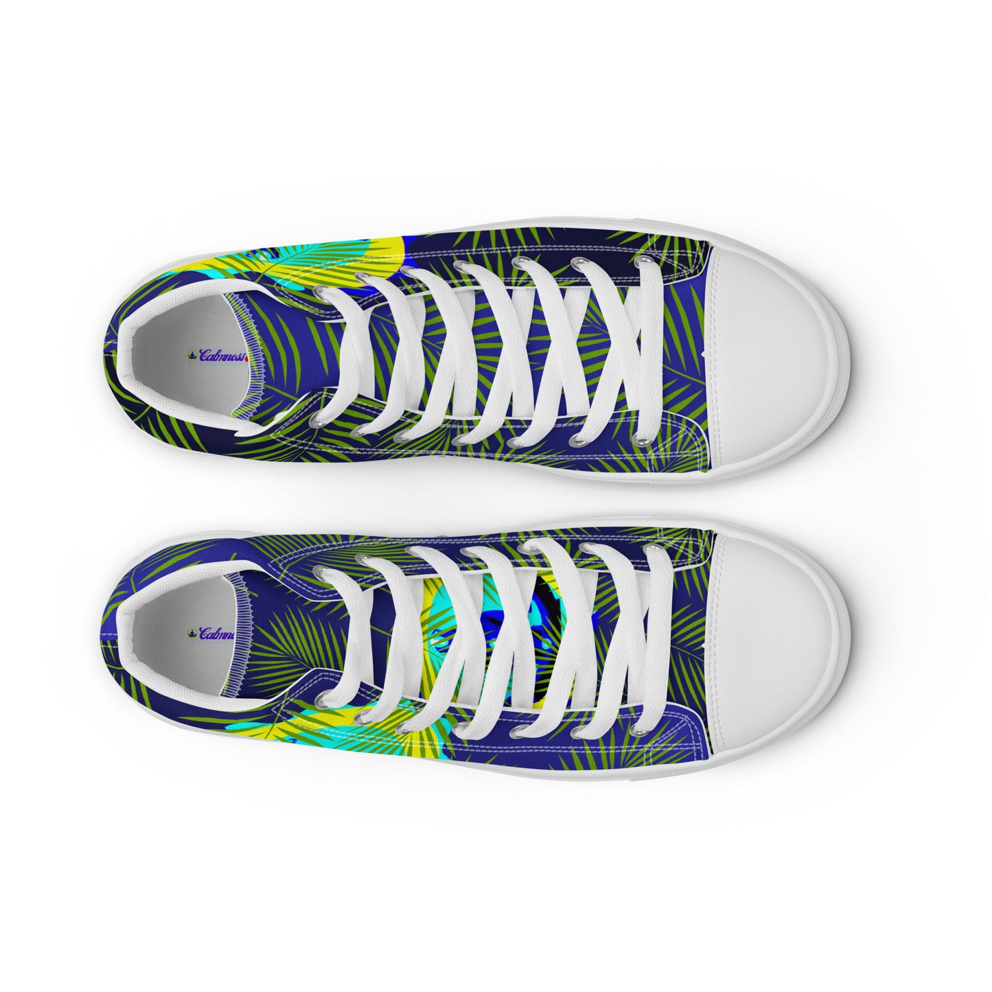 Tropical Palm Leaves, CALMNESS DESIGNS,  Creative Designer's,  Men’s high top canvas shoes