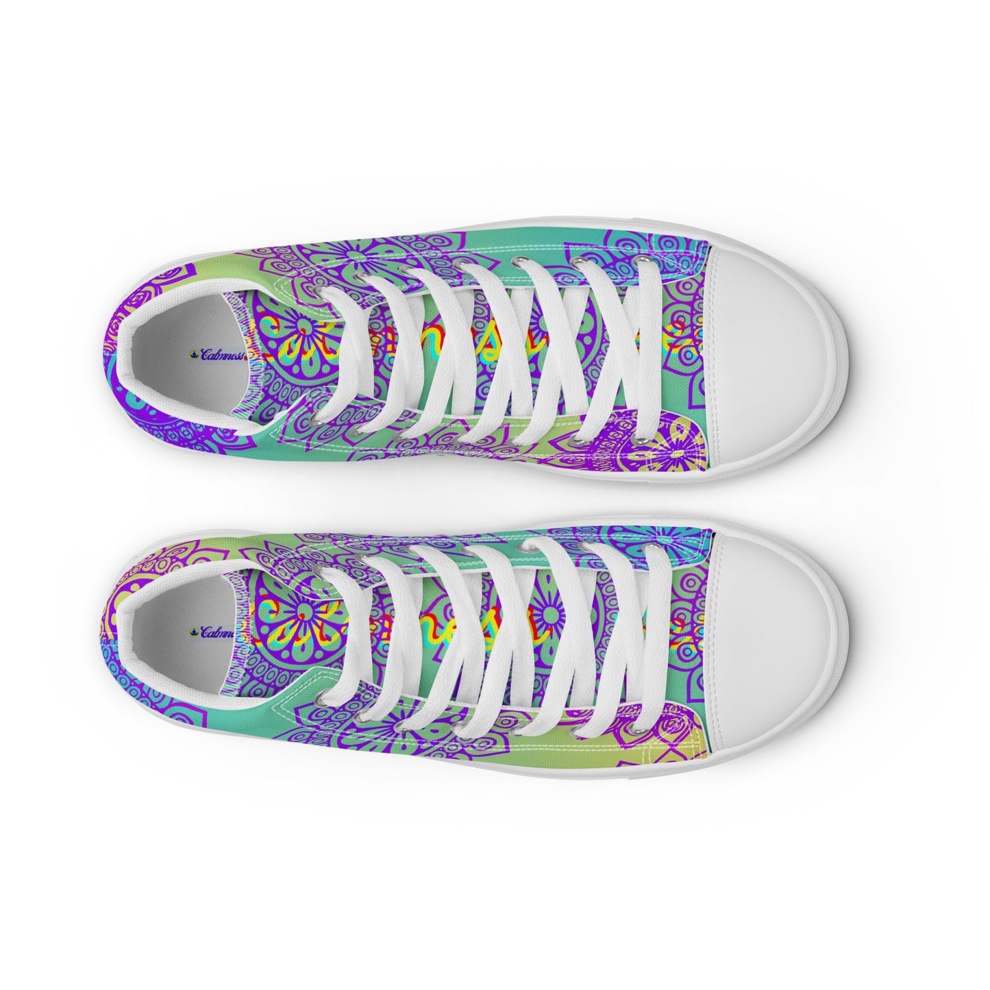 Luxury Mandala Designs, CALMNESS DESIGNS,  Creative Designer's,  Men’s high top canvas shoes