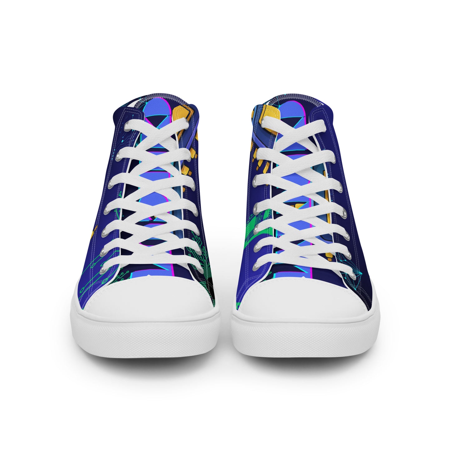 Circuit Board Technology, Hand Drawn Electronic Integrated Circuit, Digital Network Technology,  Men’s high top canvas shoes