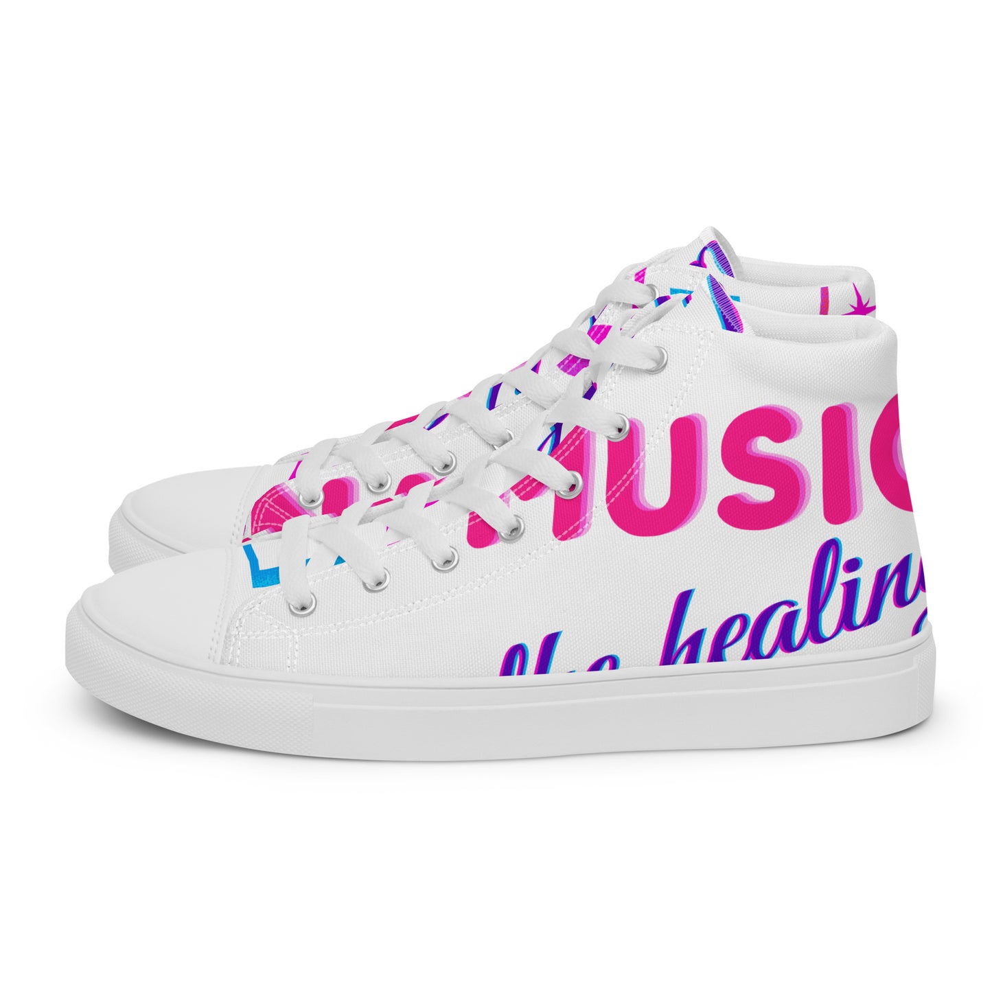 MUSIC Is the Healing of THE NATION,  Calmness Designs, Creative Designs,  Men’s high top canvas shoes