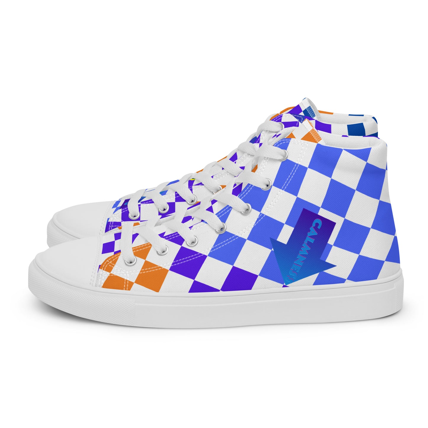 Checkerboard Styled, Calmnessdesign.COM,  Men’s high top canvas shoes