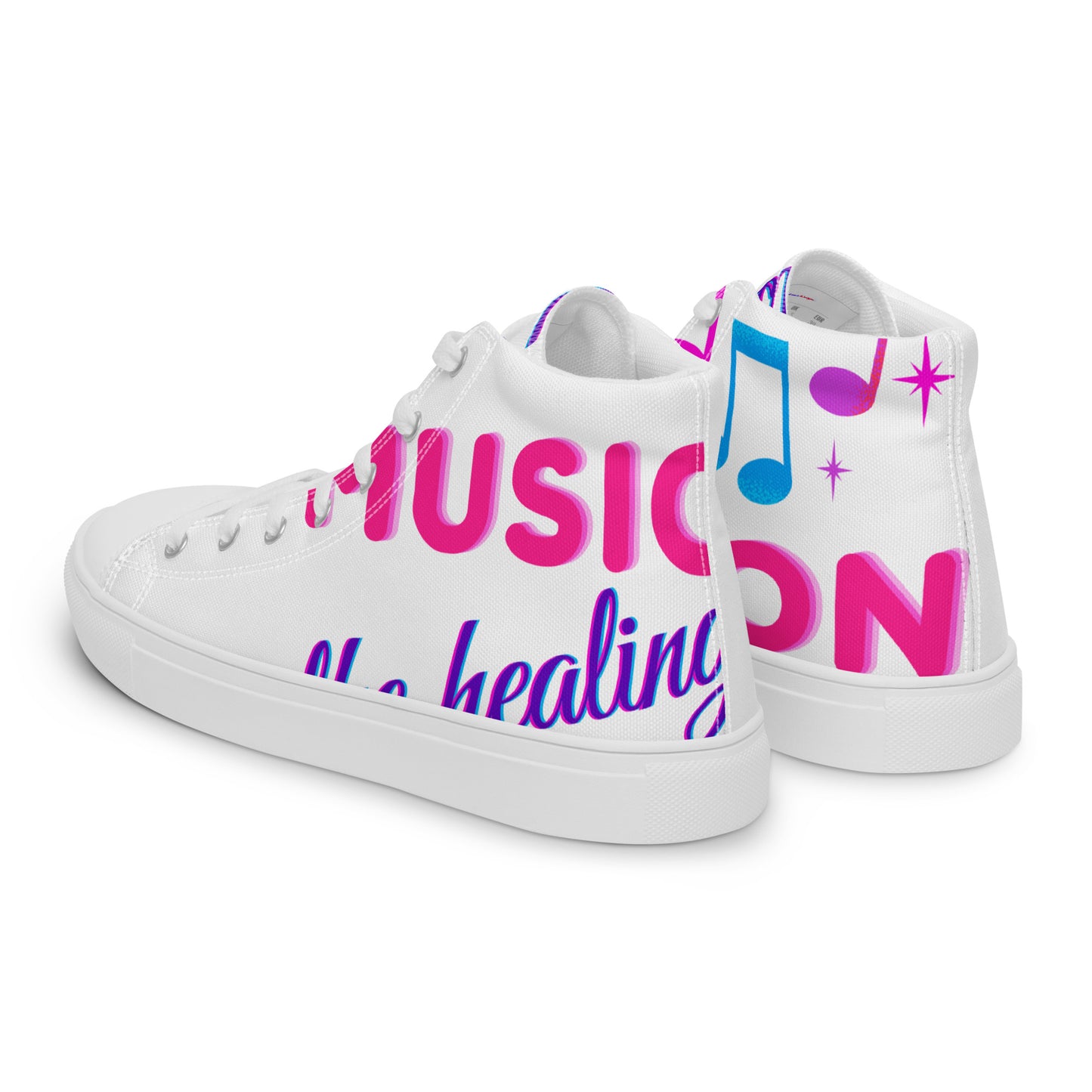 MUSIC Is the Healing of THE NATION,  Calmness Designs, Creative Designs,  Men’s high top canvas shoes