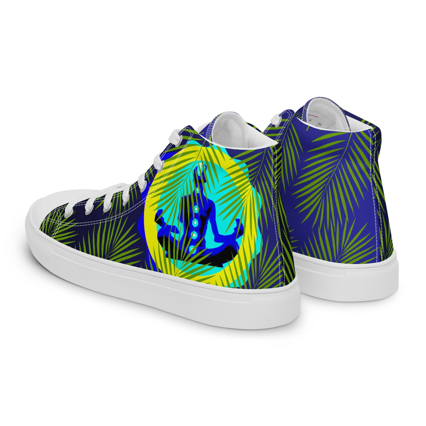 Tropical Palm Leaves, CALMNESS DESIGNS,  Creative Designer's,  Men’s high top canvas shoes