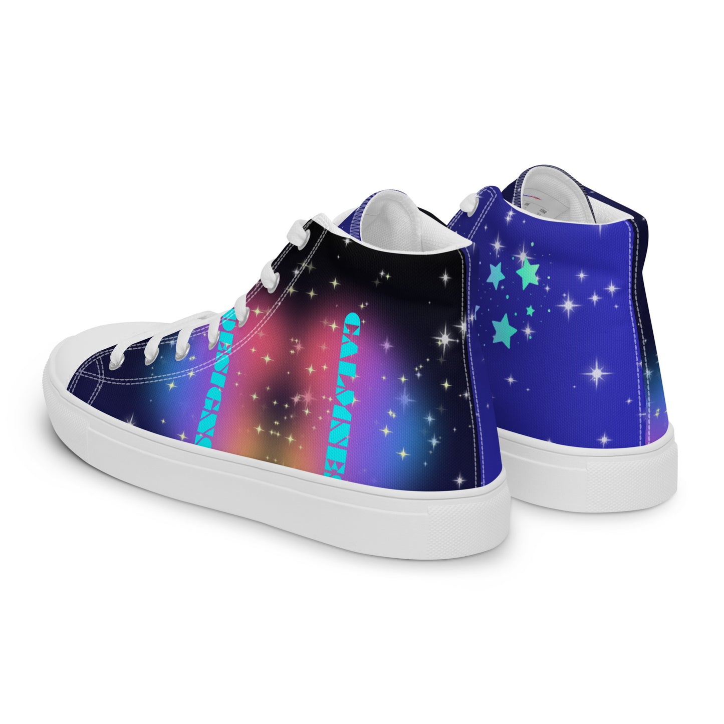 White Stars, Heart with Stars,  CALMNESS DESIGNS,  Creative Designer's,  Men’s high top canvas shoes