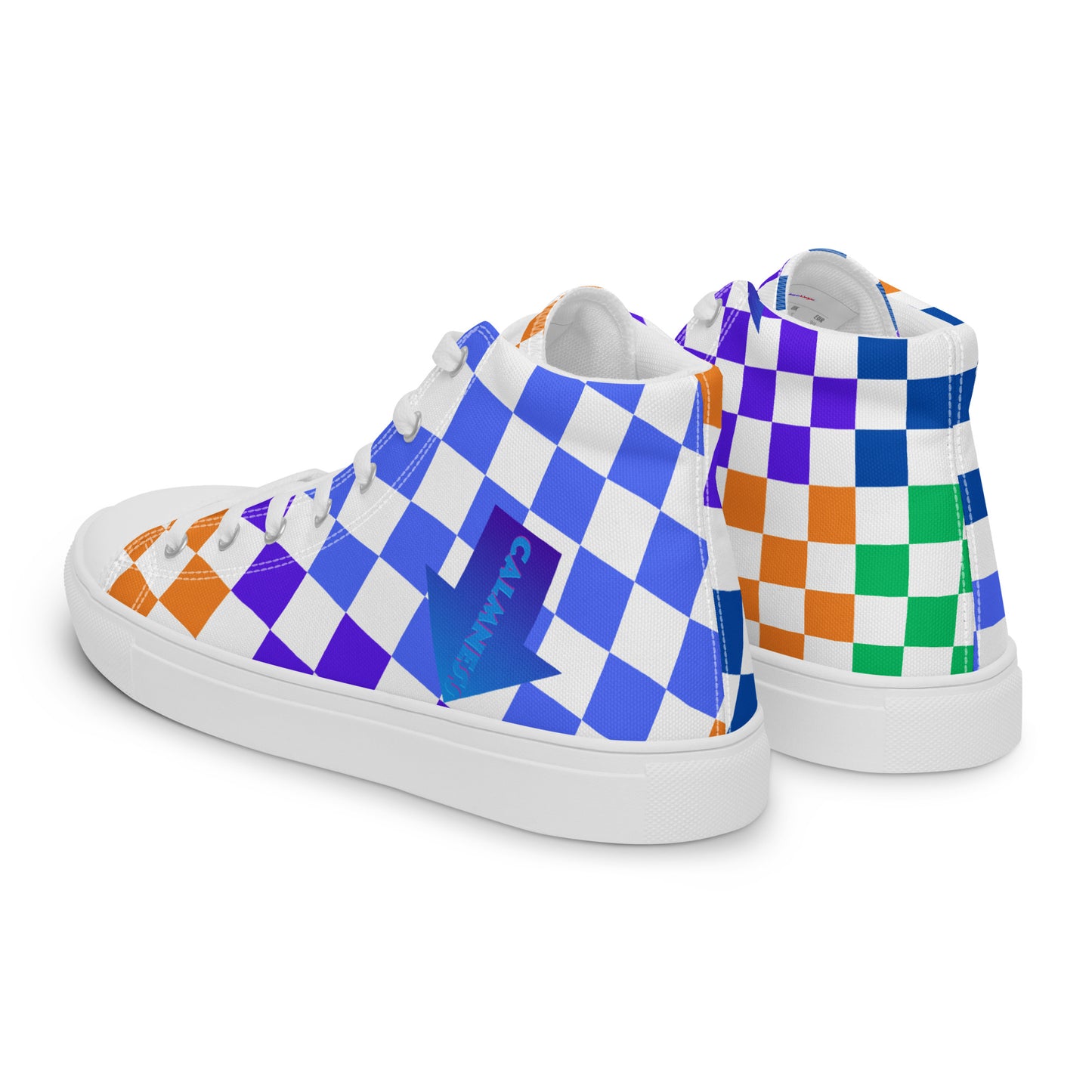 Checkerboard Styled, Calmnessdesign.COM,  Men’s high top canvas shoes