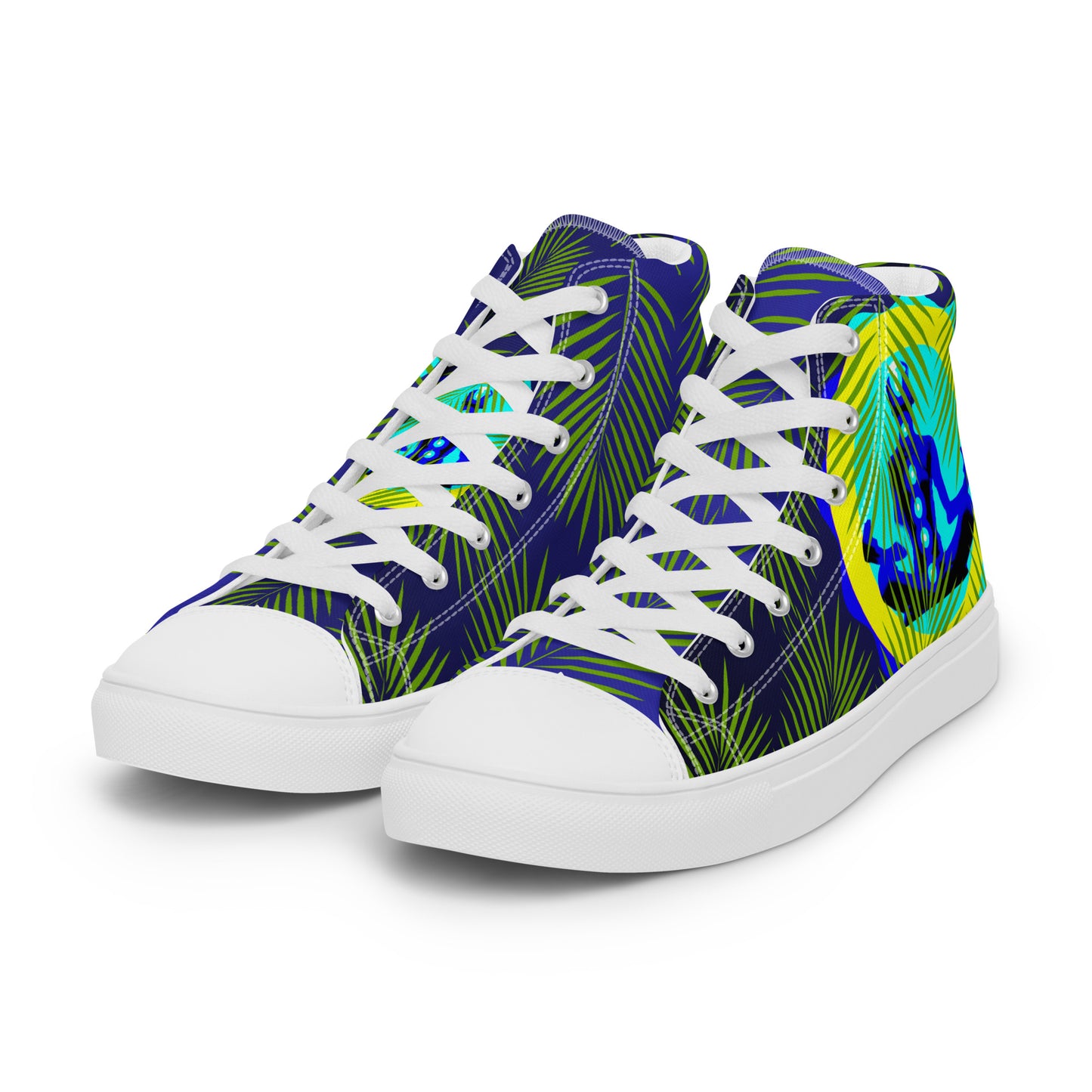 Tropical Palm Leaves, CALMNESS DESIGNS,  Creative Designer's,  Men’s high top canvas shoes