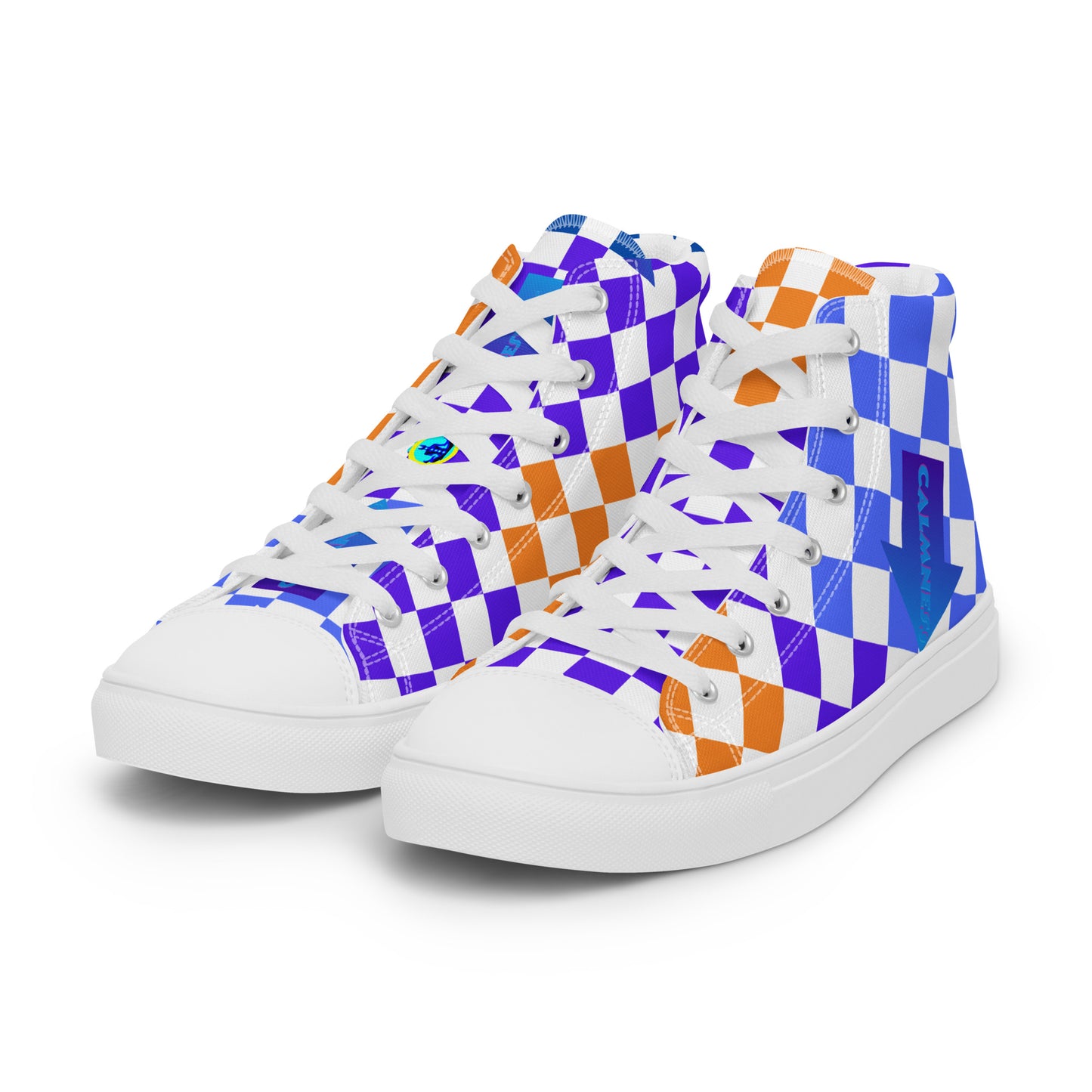 Checkerboard Styled, Calmnessdesign.COM,  Men’s high top canvas shoes