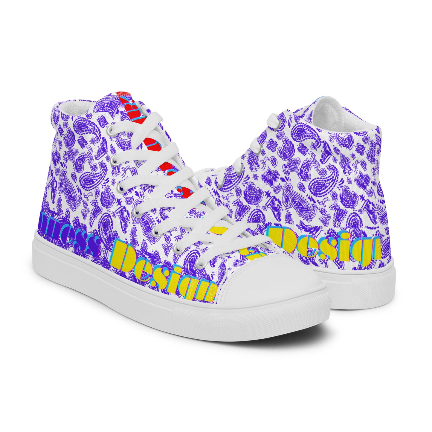 Bandana Seamless Pattern, Multicolor,  Men’s high top canvas shoes