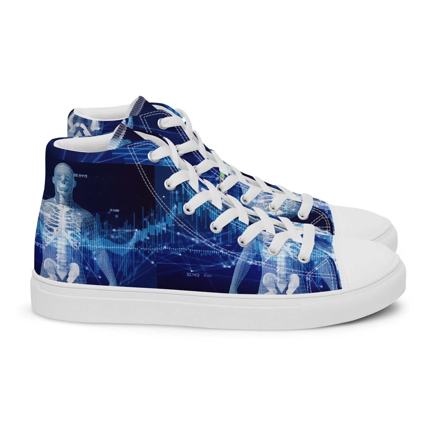 Calmness Designs, Communication Network Concept,    Men’s high top canvas shoes