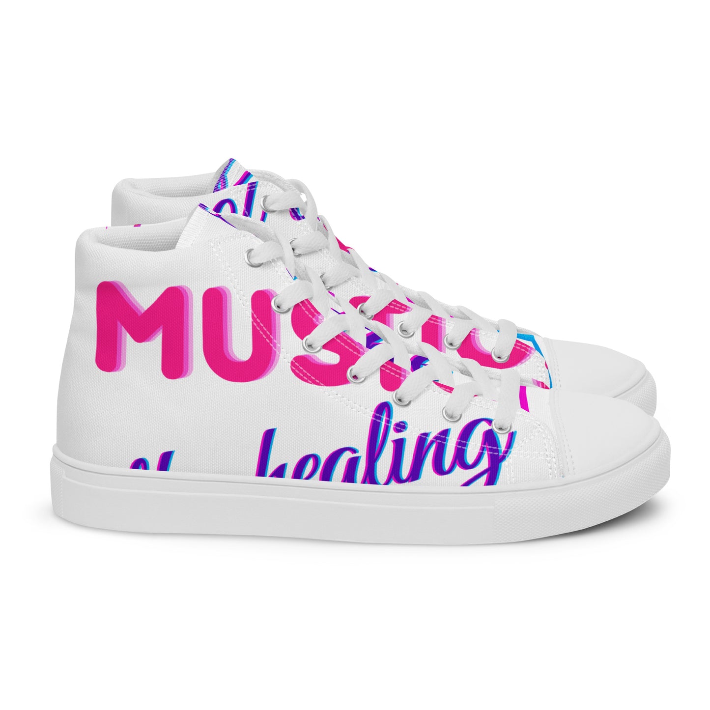 MUSIC Is the Healing of THE NATION,  Calmness Designs, Creative Designs,  Men’s high top canvas shoes