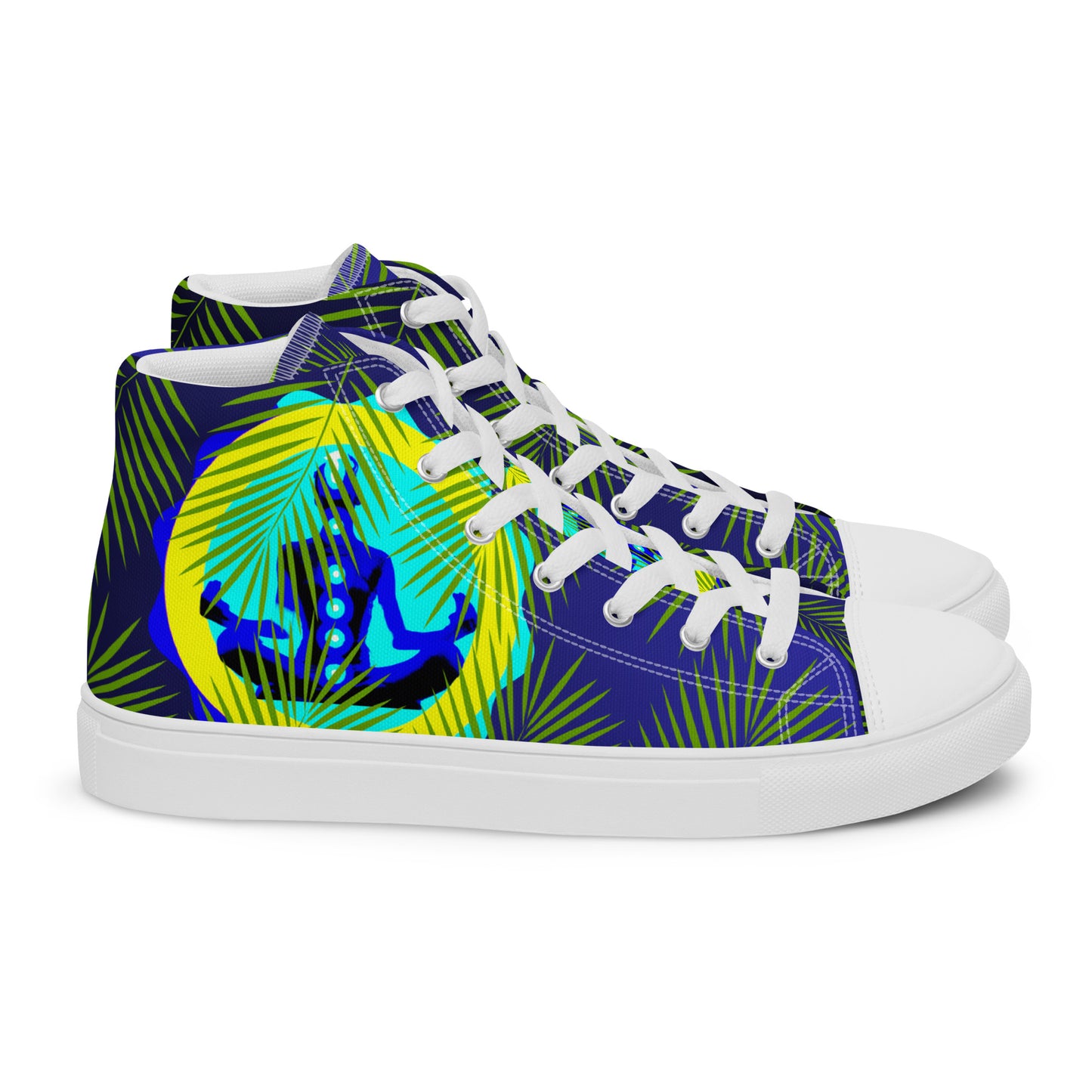 Tropical Palm Leaves, CALMNESS DESIGNS,  Creative Designer's,  Men’s high top canvas shoes