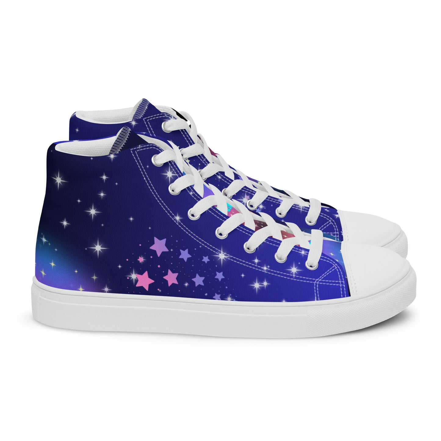 White Stars, Heart with Stars,  CALMNESS DESIGNS,  Creative Designer's,  Men’s high top canvas shoes