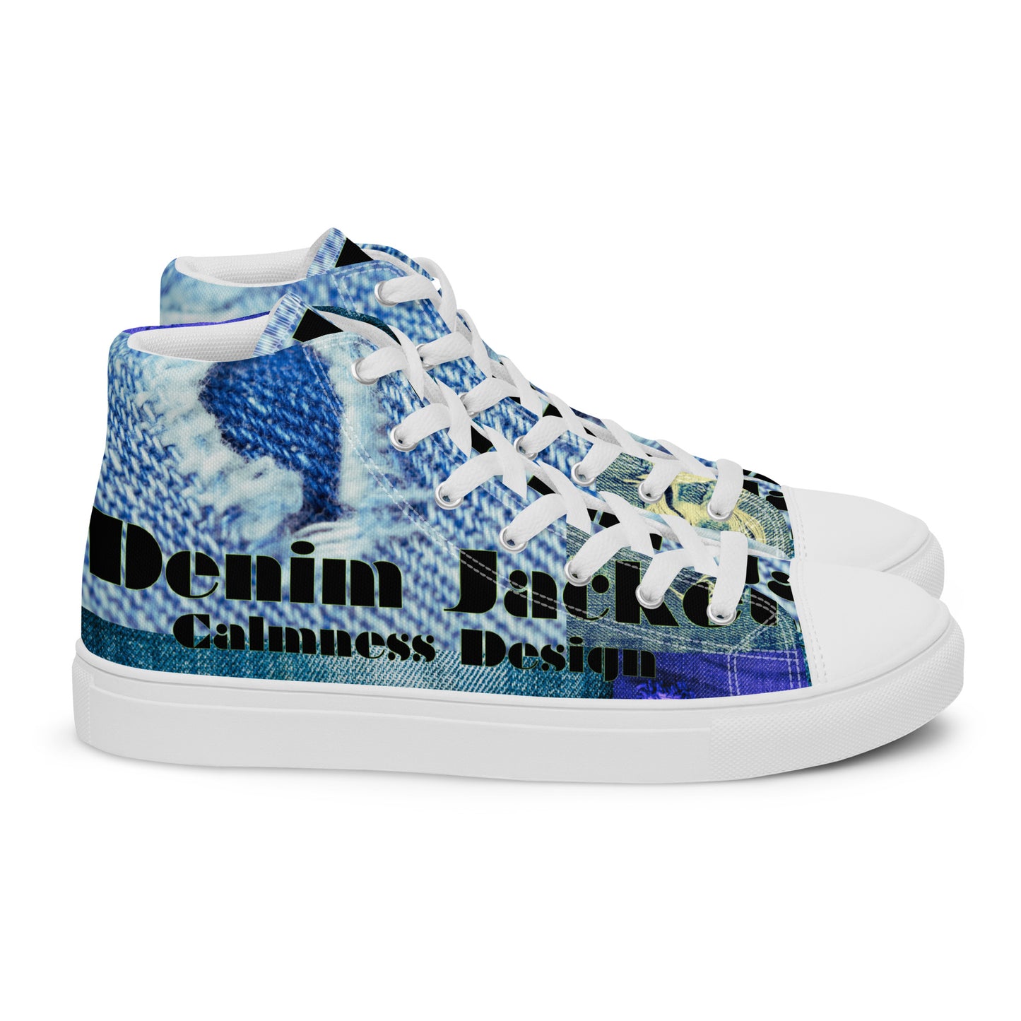 Tear on Denim, Old Jeans, By Calmnessdesign.COM,  Men’s high top canvas shoes