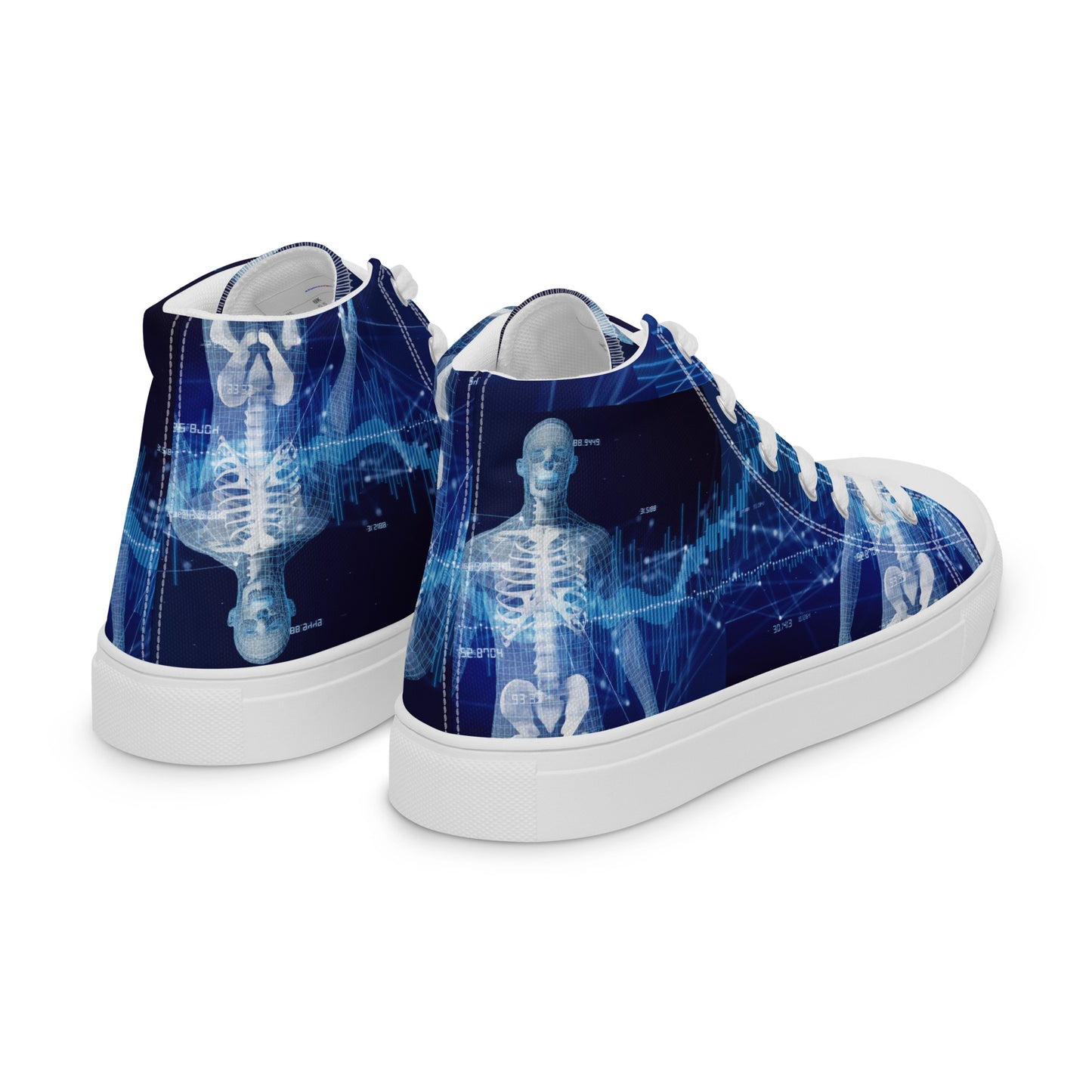 Calmness Designs, Communication Network Concept,    Men’s high top canvas shoes