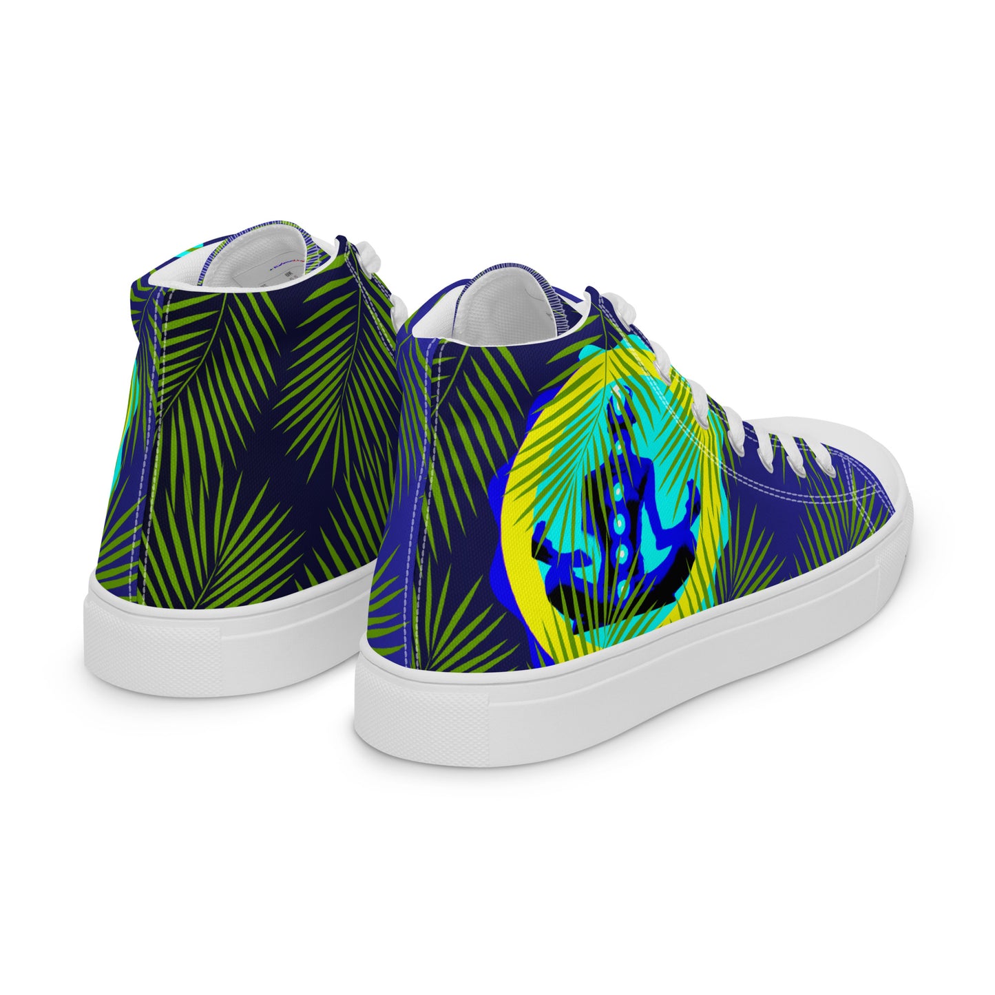 Tropical Palm Leaves, CALMNESS DESIGNS,  Creative Designer's,  Men’s high top canvas shoes