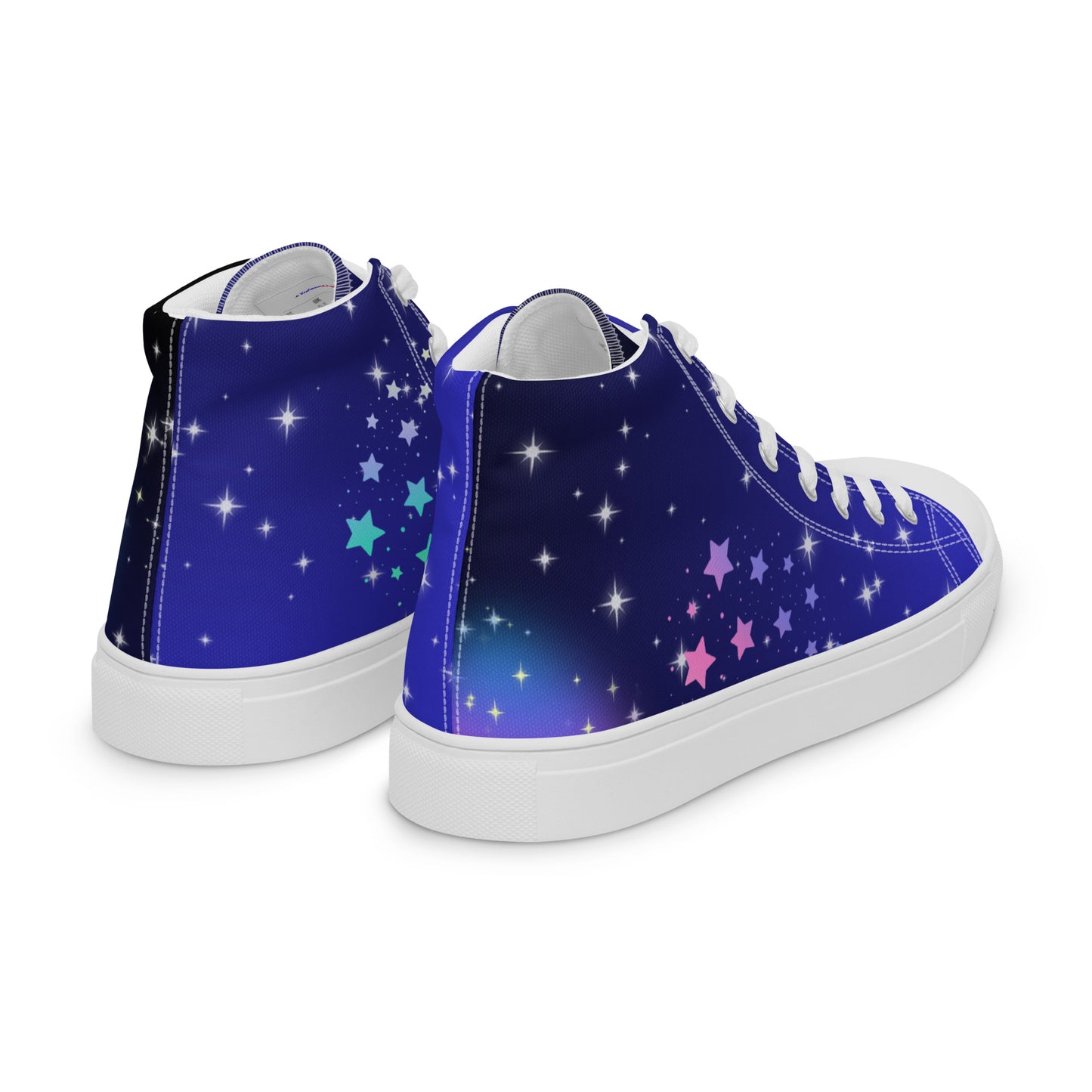 White Stars, Heart with Stars,  CALMNESS DESIGNS,  Creative Designer's,  Men’s high top canvas shoes