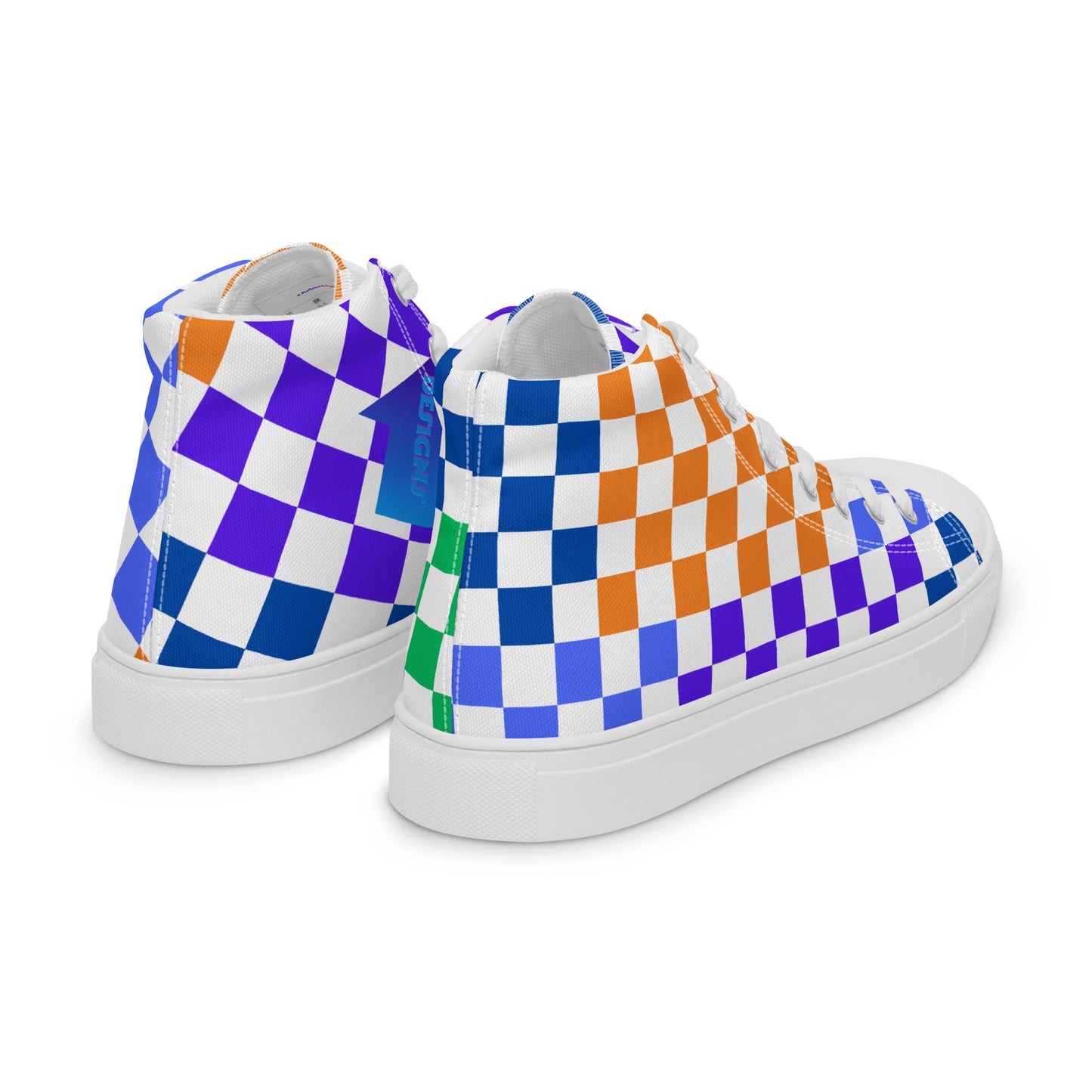 Checkerboard Styled, Calmnessdesign.COM,  Men’s high top canvas shoes