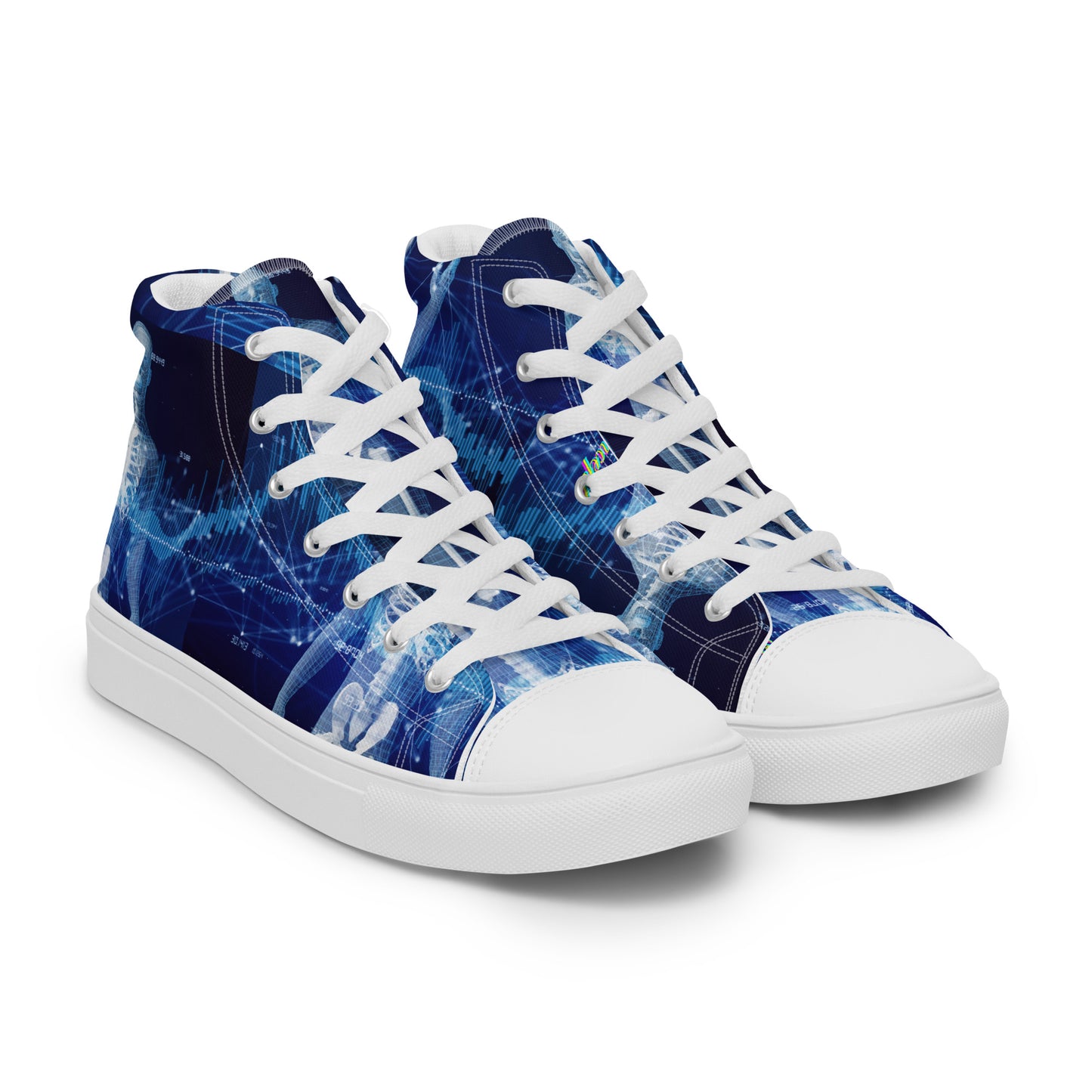 Calmness Designs, Communication Network Concept,    Men’s high top canvas shoes