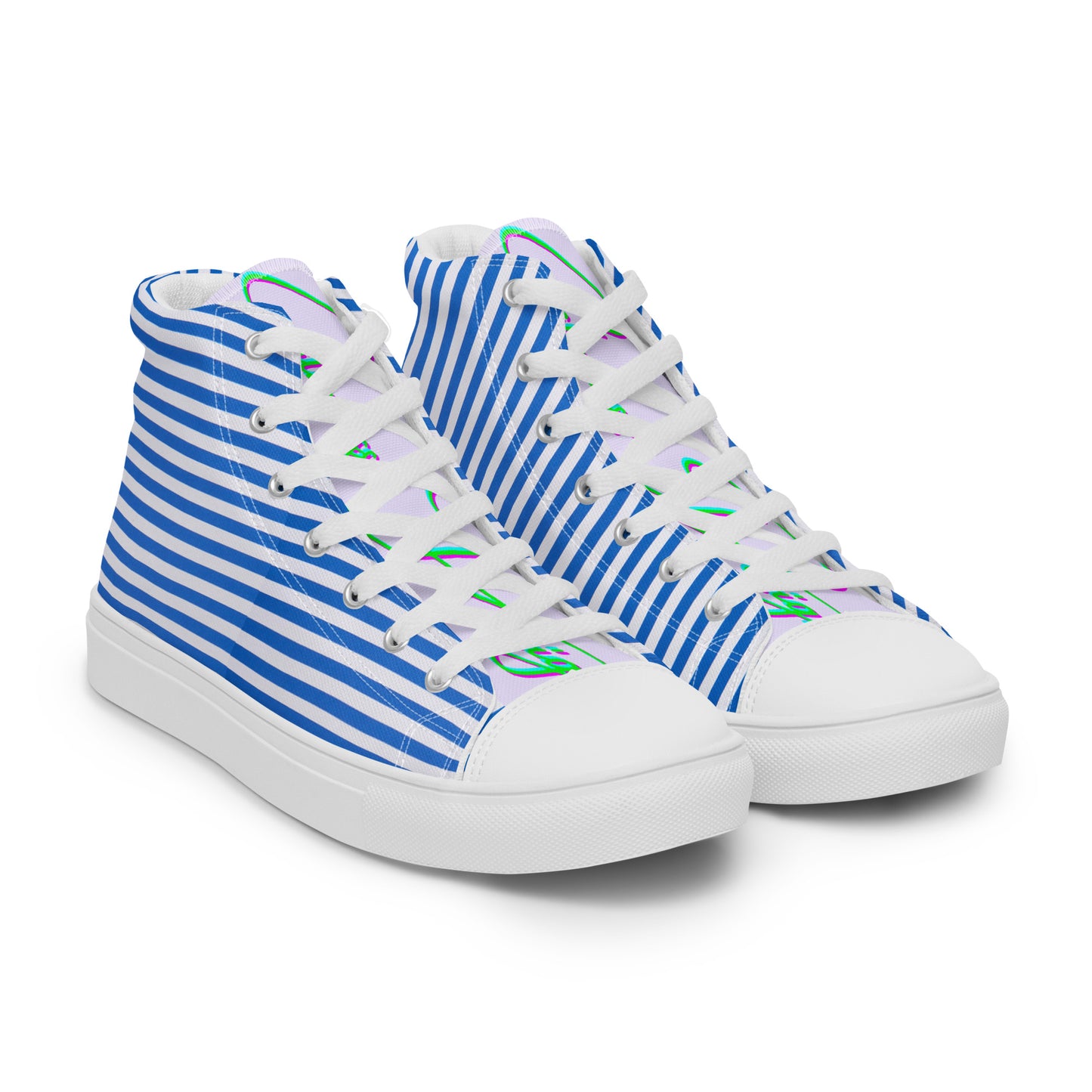 Stripes, Calmness Designs,   Men’s high top canvas shoes