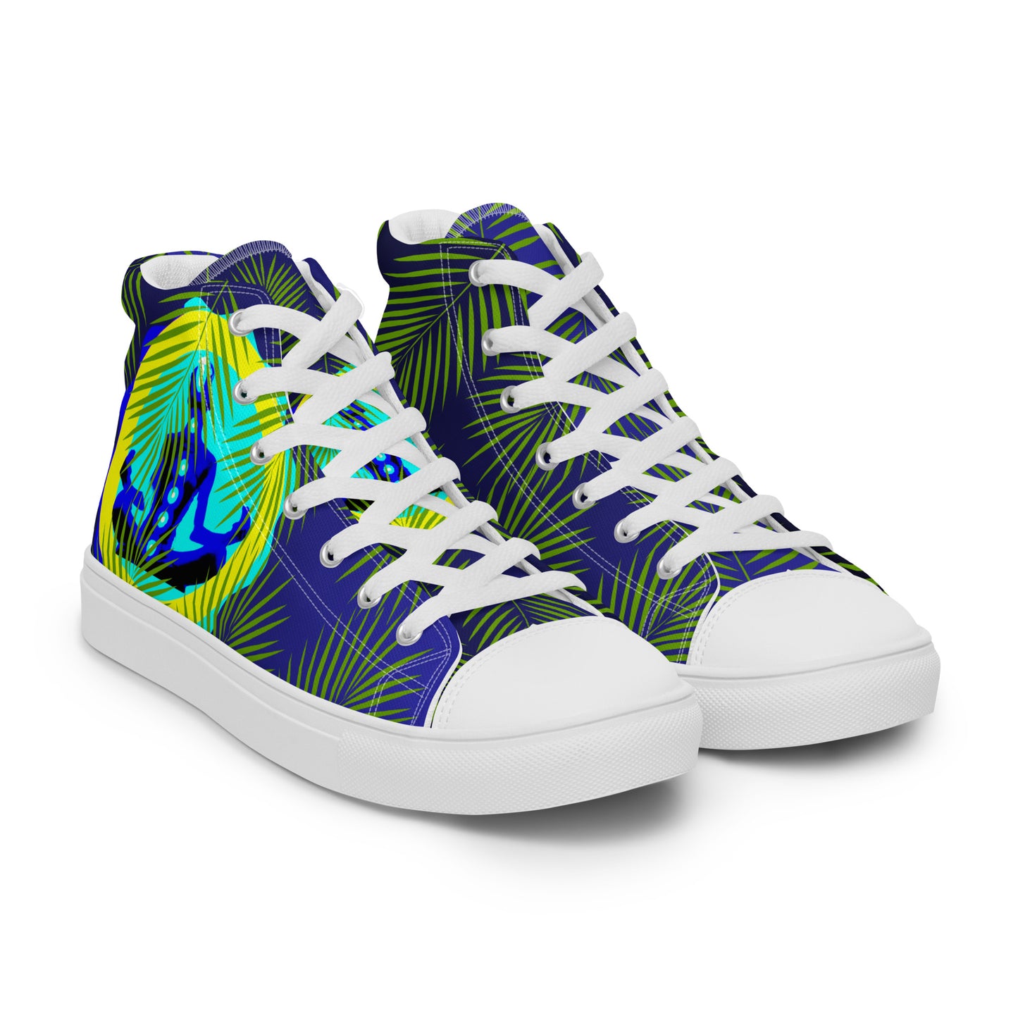 Tropical Palm Leaves, CALMNESS DESIGNS,  Creative Designer's,  Men’s high top canvas shoes