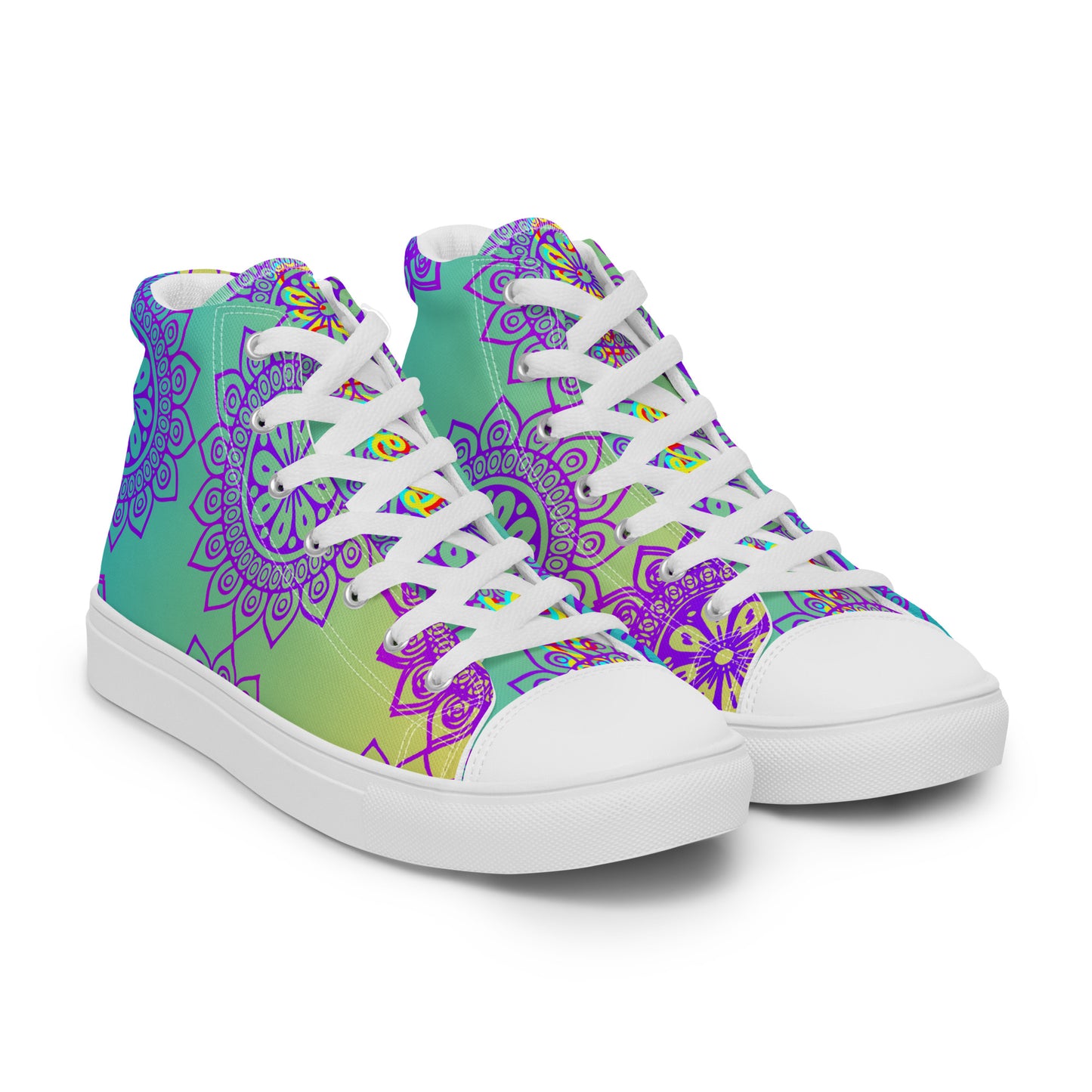 Luxury Mandala Designs, CALMNESS DESIGNS,  Creative Designer's,  Men’s high top canvas shoes