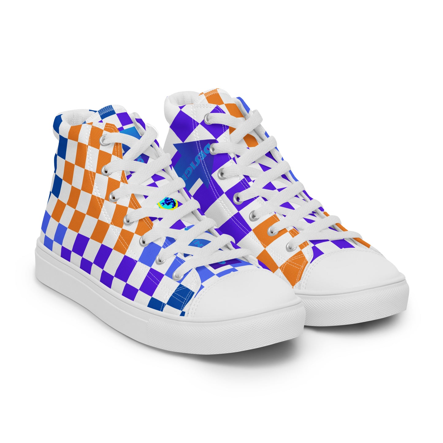 Checkerboard Styled, Calmnessdesign.COM,  Men’s high top canvas shoes