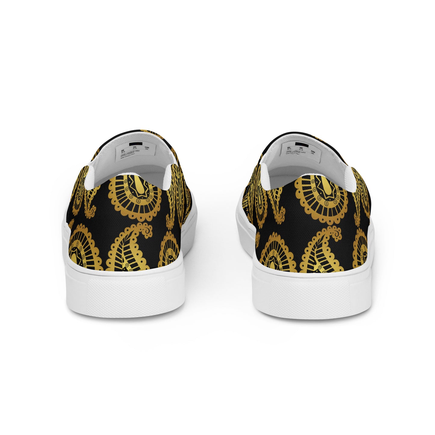 Gold Paisley, Calmness Designs,   Men’s slip-on canvas shoes